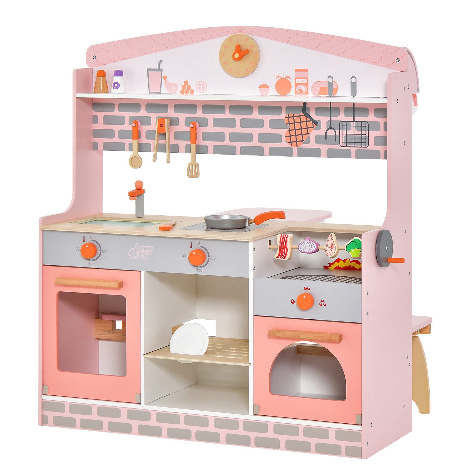 COSTWAY Spielküche doppelseitige Kinderküche, aus Holz günstig online kaufen