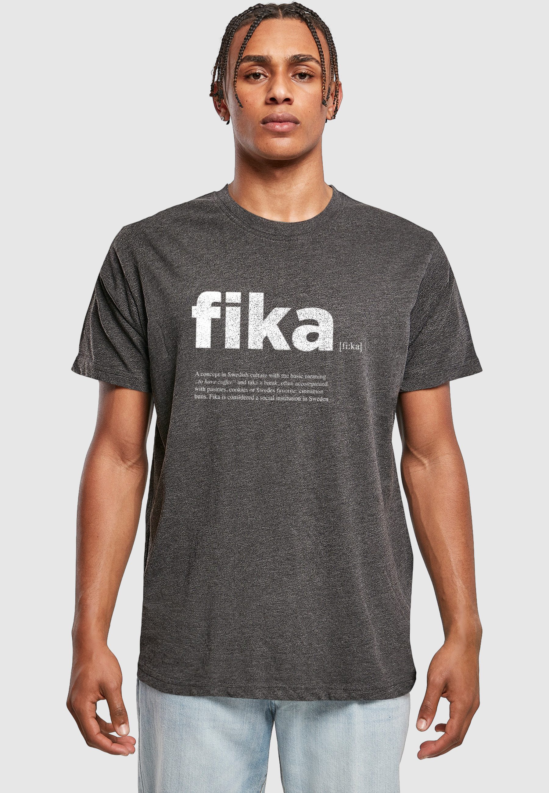 MisterTee Kurzarmshirt MisterTee Herren Fika Definition Tee (1-tlg)
