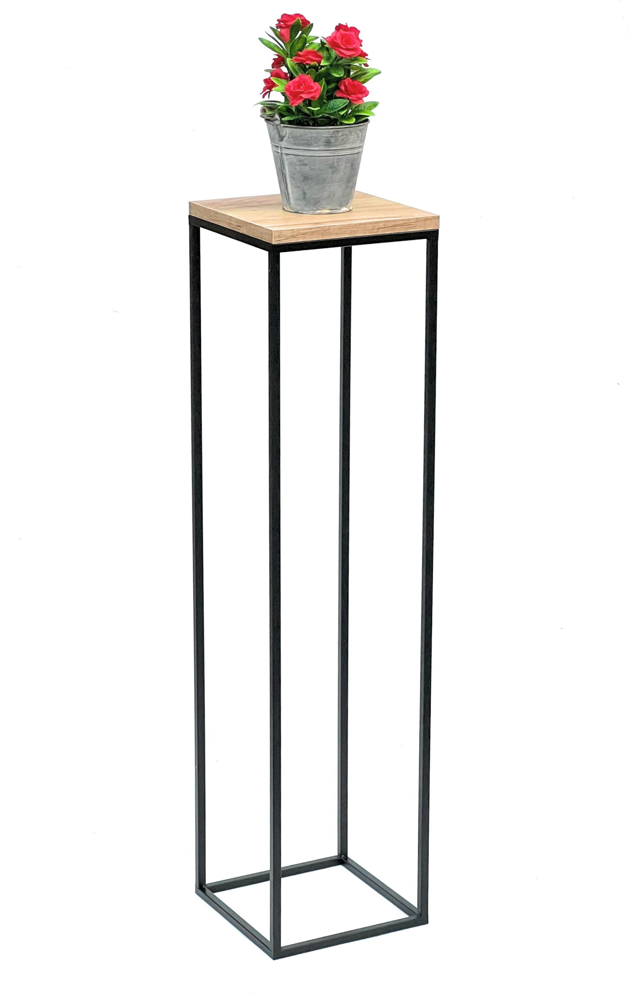 DanDiBo Blumenhocker Blumenhocker Metall Holz Schwarz Eckig 100 cm Beistelltisch Modern – Bild 5 von 5