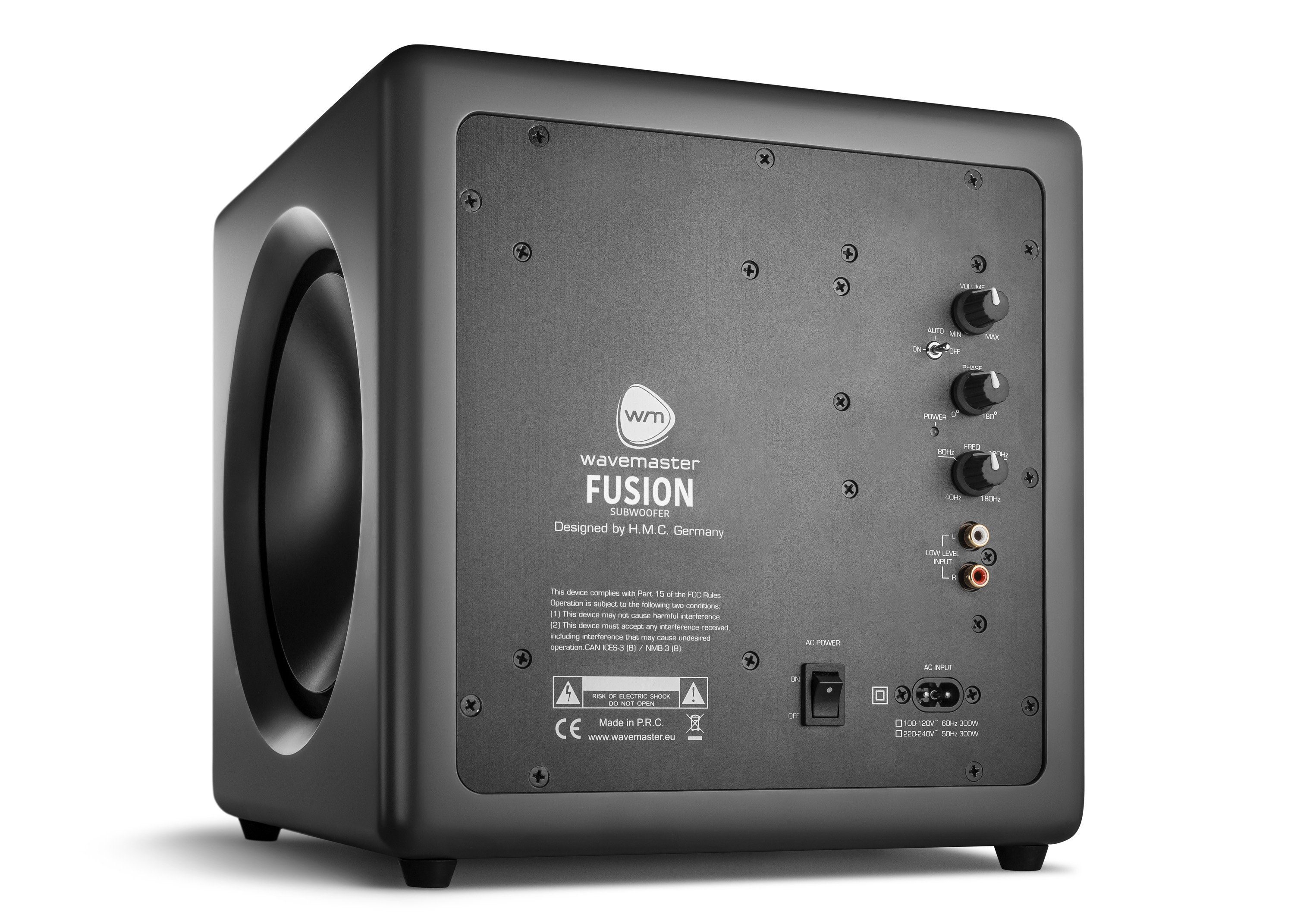 GRAY Switch) boost Subwoofer +5 Wavemaster (125 STONE W, dB, Auto FUSION Hz Bass 43 Activer