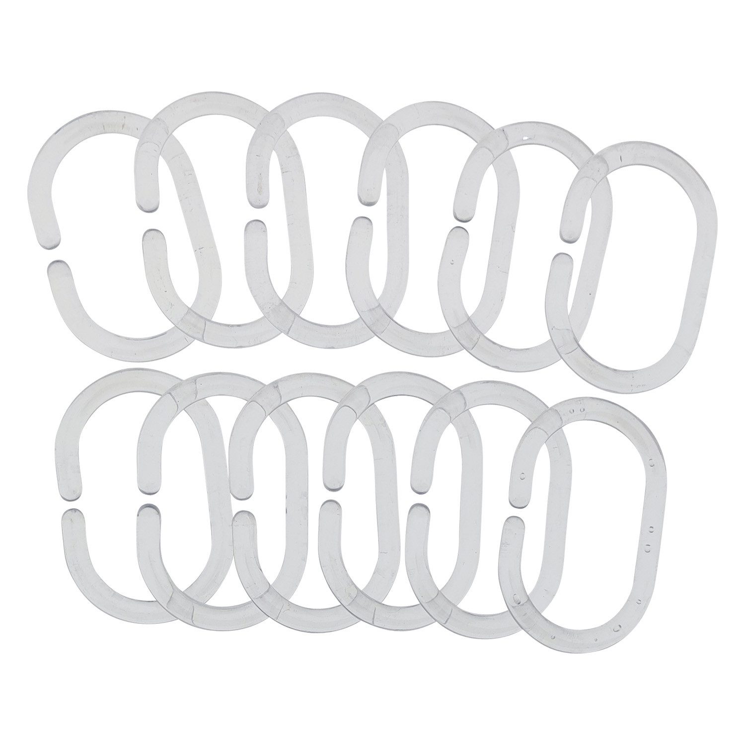 HundB Duschvorhangringe 12 Duschvorhanghaken transparent für Bad Vorhangringe, (Stück, 12-St., Ersatzhaken für Duschvorhang), Haken Ringe Aufhänger Clips Halterungen Befestigungen Duschhaken