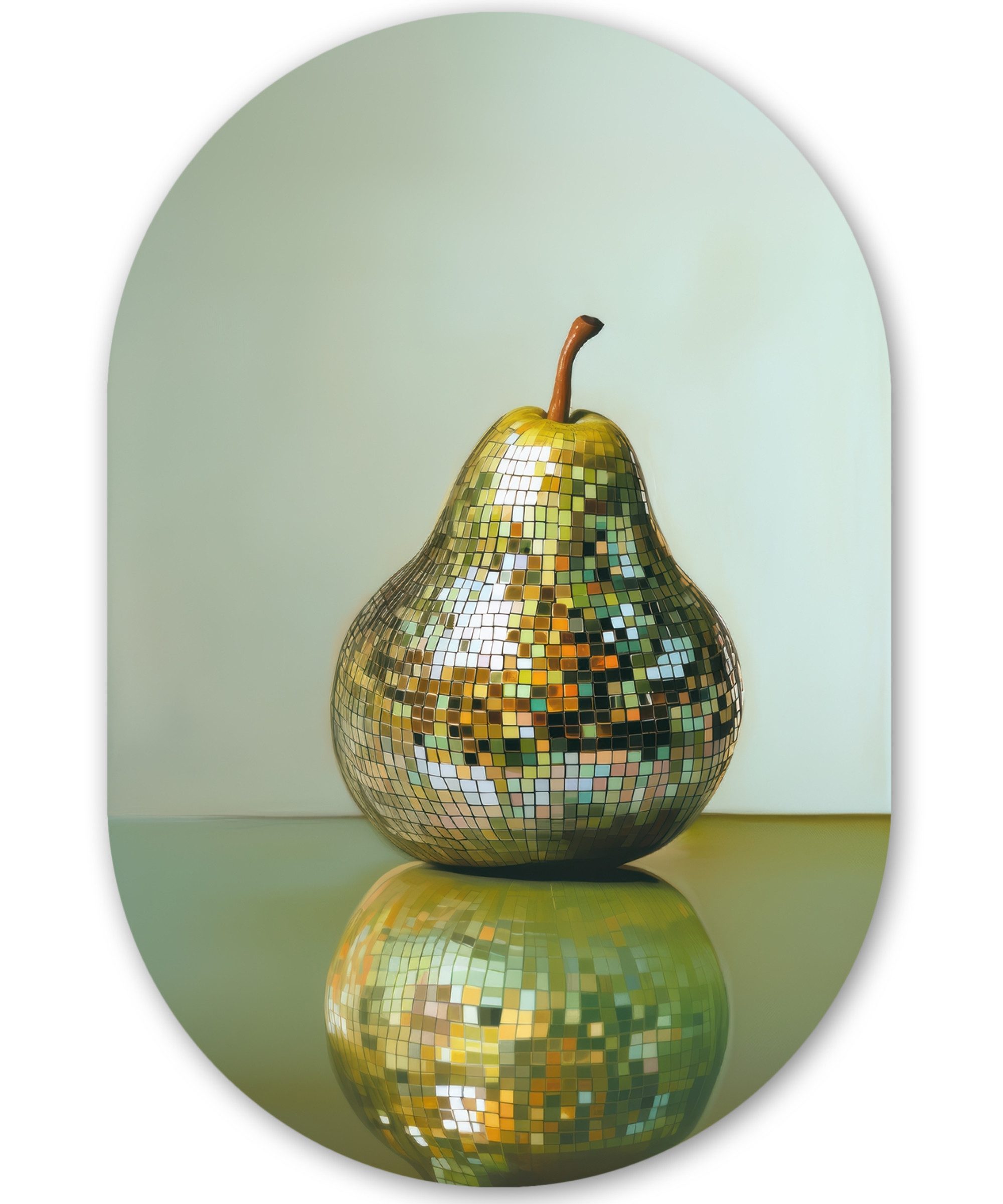 MuchoWow Gemälde Obst - Disco - Kunst - Glitzer, Fotodruck (1 St), Wandbild Oval, Wohnzimmer oder Schlafzimmer Wanddekoration, 40x60 cm