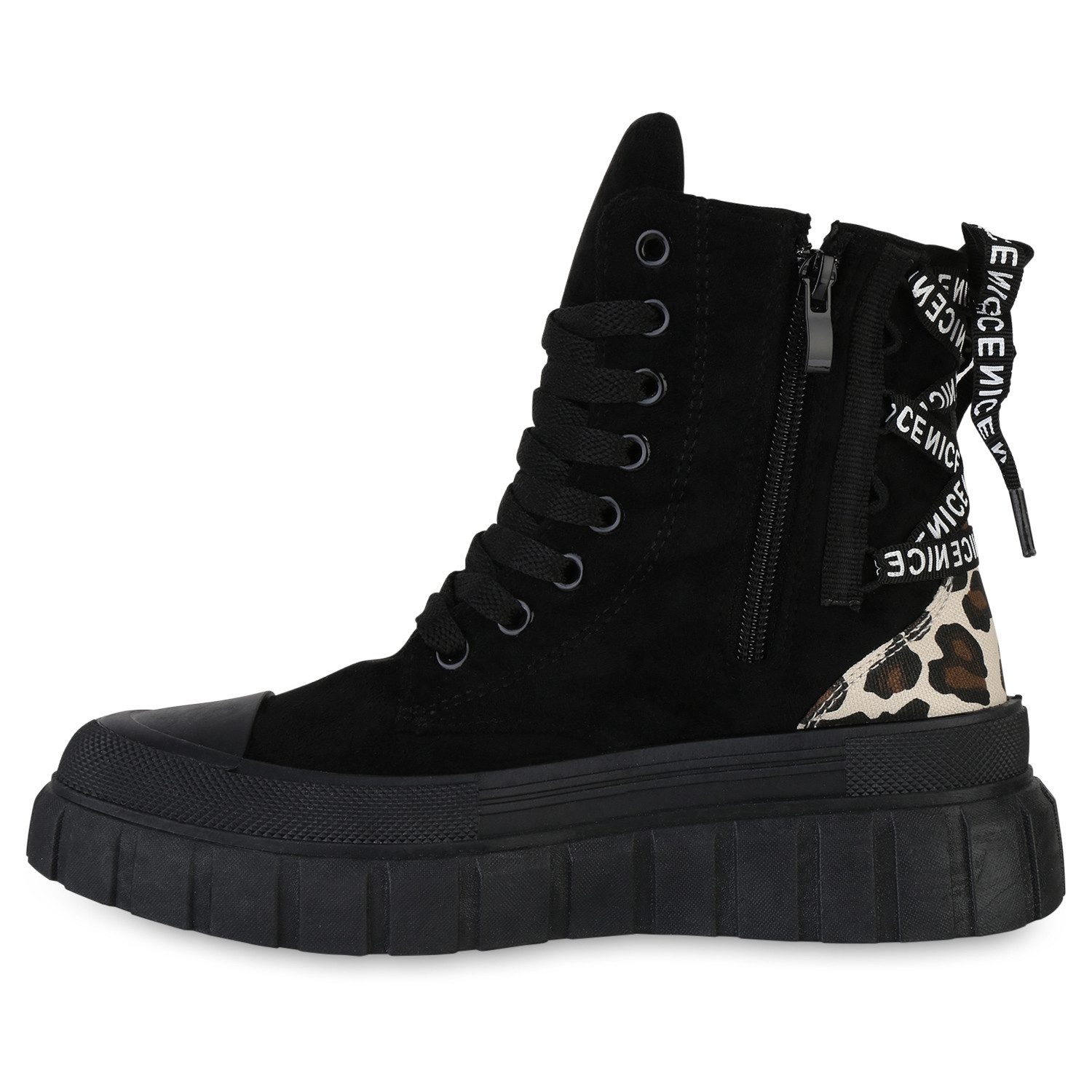 VAN HILL 841579 Sneaker Damen Sneaker High Schnürer Prints Profil-Sohle Fre günstig online kaufen