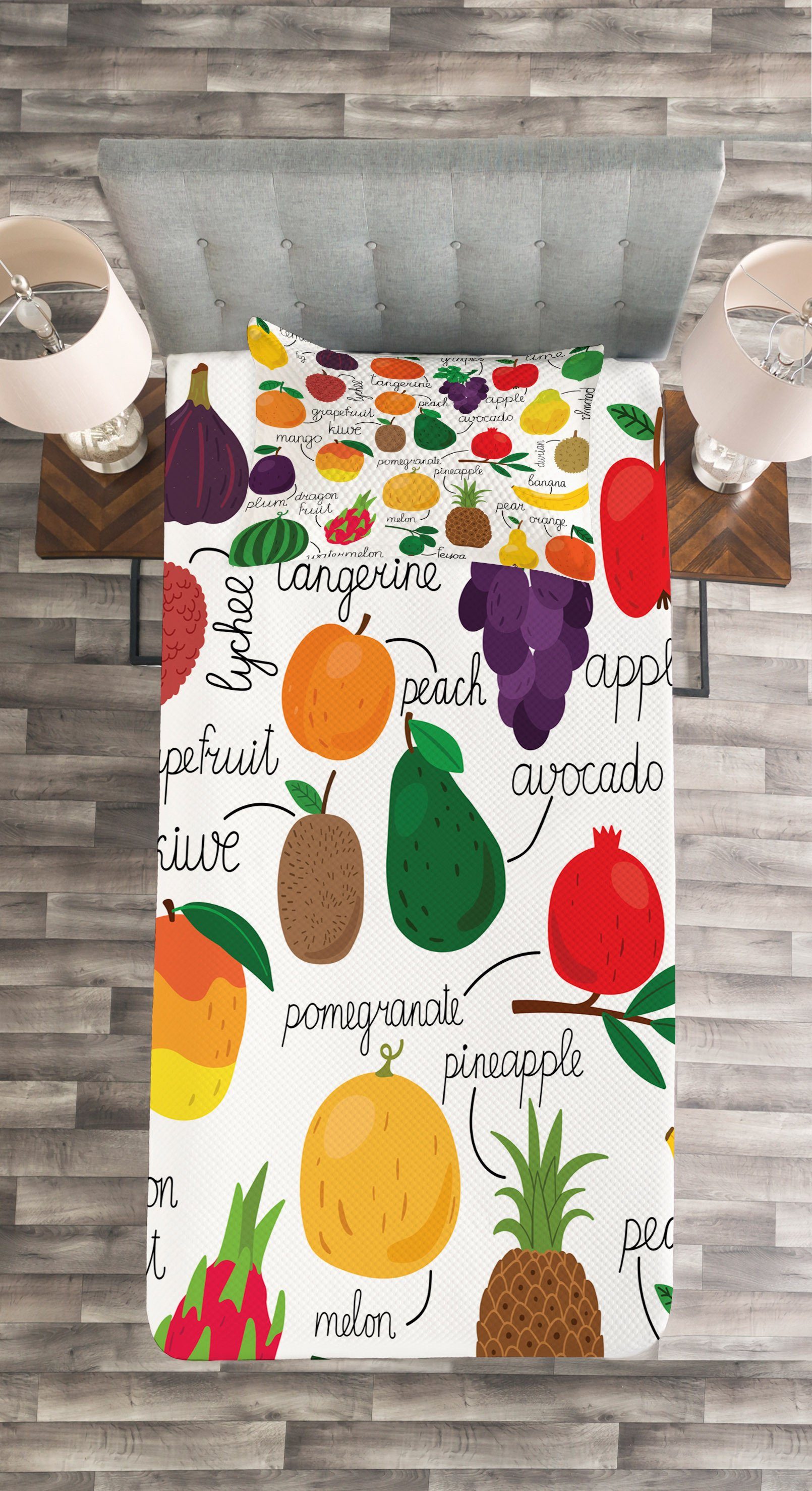 Set Food Waschbar, Calligraphic Tagesdecke Kissenbezügen Gesund Abakuhaus, mit Design