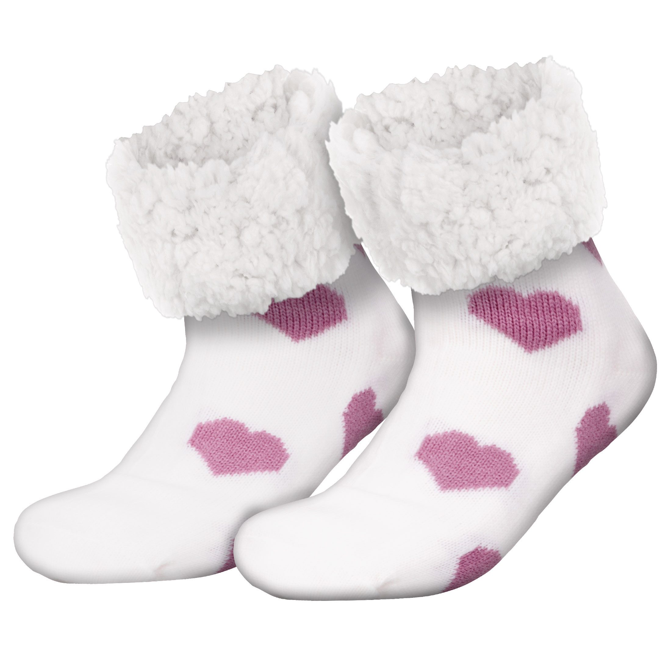 compagno Kuschelsocken (1-Paar) Kuschelsocken Herzen Anti Rutsch Sohle Wintersocken Noppensocken