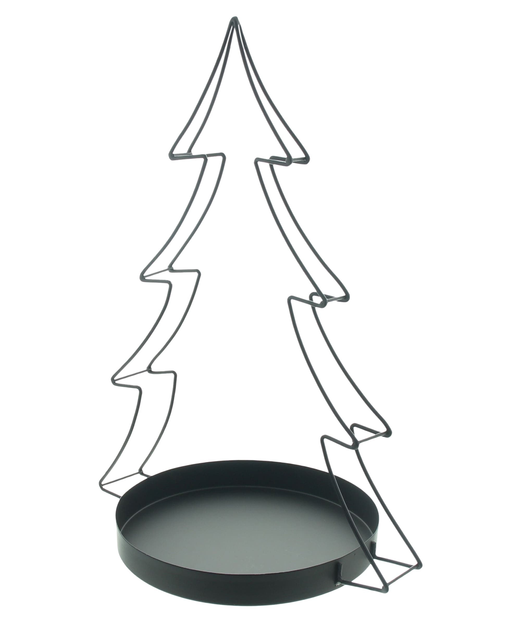 Dekoleidenschaft Dekoschale "Tannenbaum" aus Metall, schwarz, Deko-Tablett, Obstschale, Obstkorb, Schale Ø 25 cm mit Baum Silhoutte, 49 cm hoch