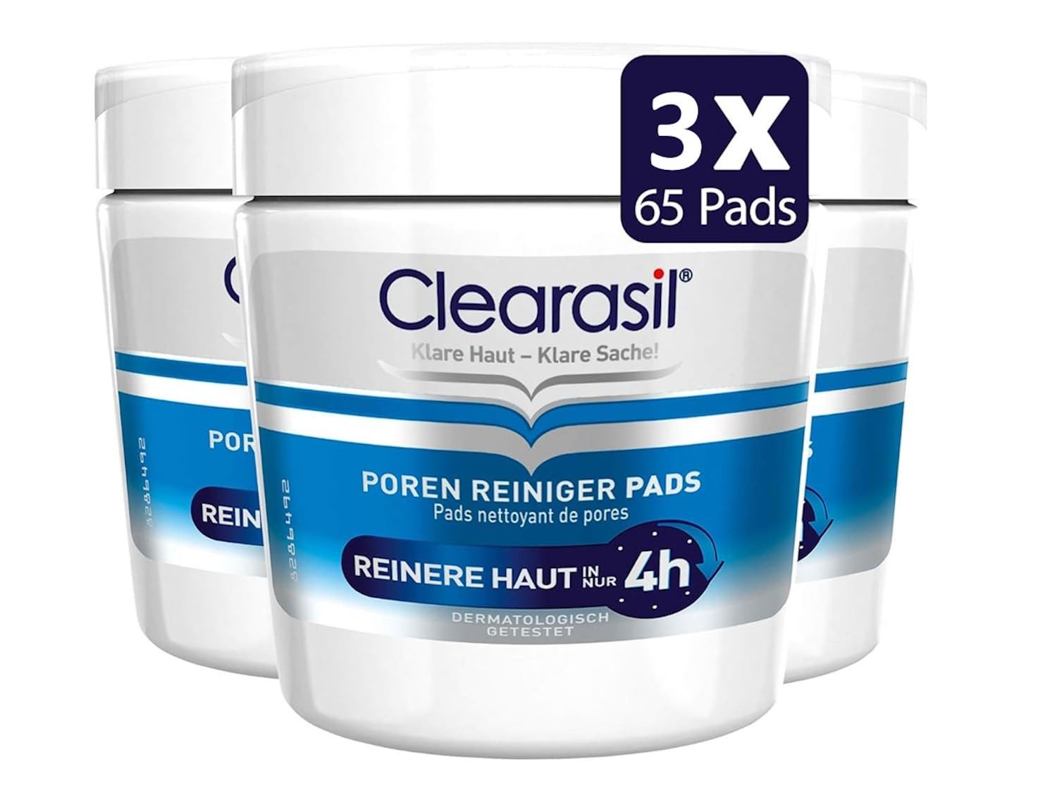 Gesichtsreinigungstücher Clearasil Poren Reiniger Pads 3 x 65 Stück