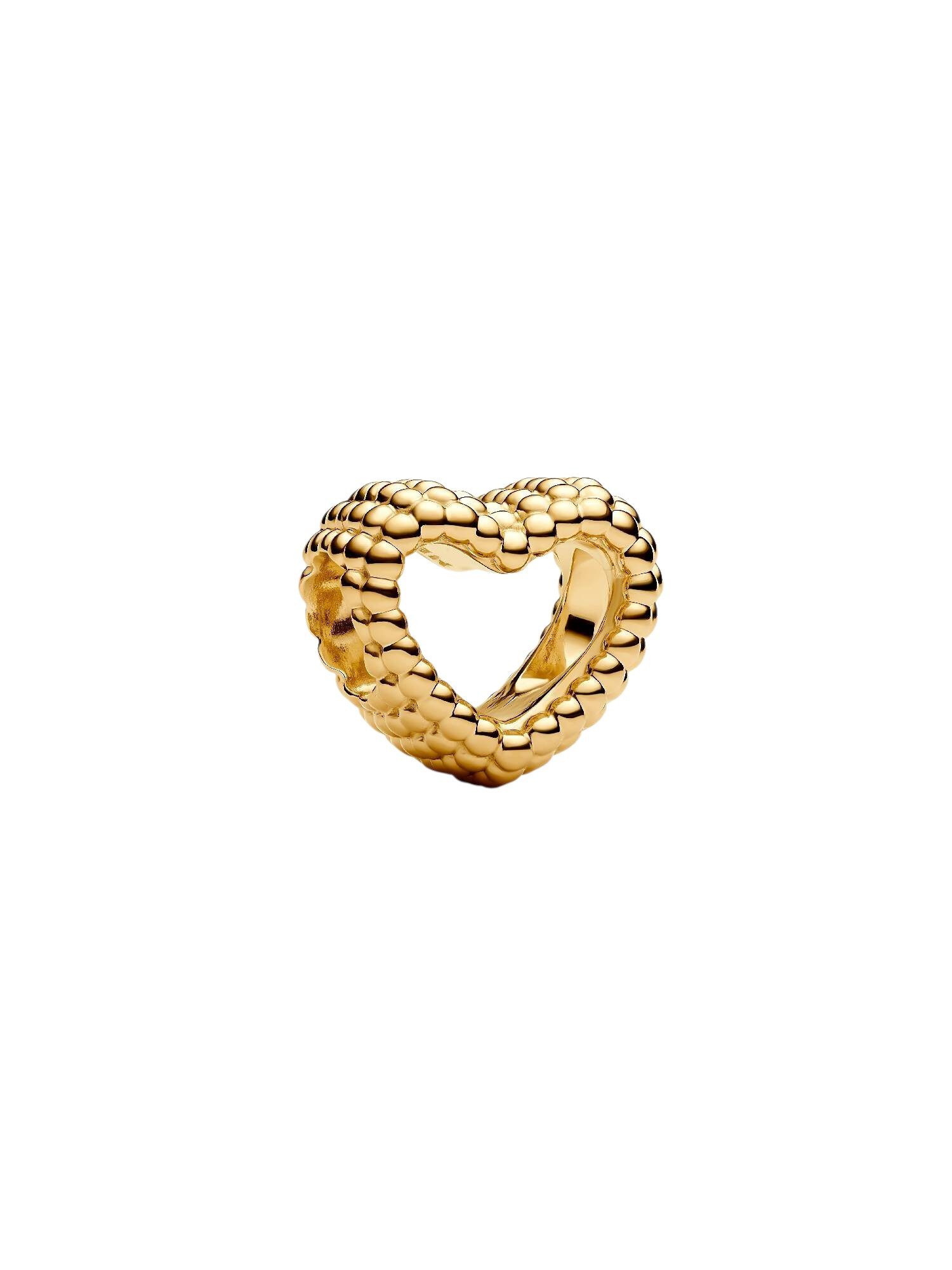 Pandora Charm-Einhänger Charm Damen Offenes Metallperlen-Herz 14K Vergoldet 767516C00