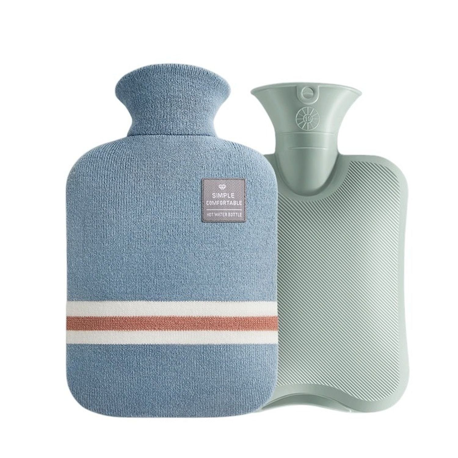 Wärmflasche XXL Wärmeflasche weicher Stoff Bezug 2L Bettflasche Handwärmer