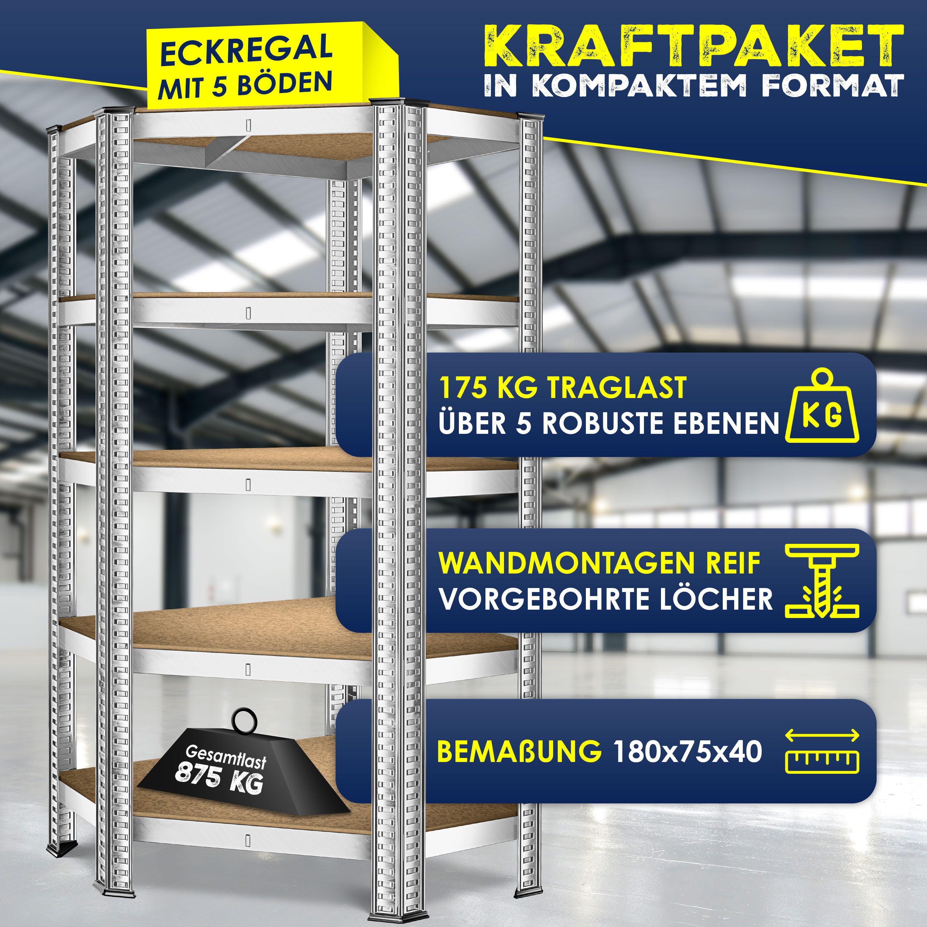 MASKO Schwerlastregal, Eckregal Lagerregal Schwerlastregal, Kellerregal, günstig online kaufen