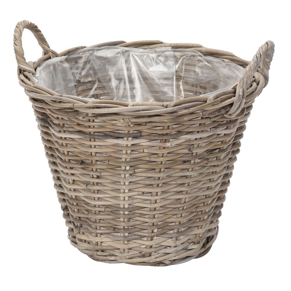Posiwio Pflanzkübel Pflanzkorb FLOWER MARKET grau braun Kooboo Rattan D42cm Rattankorb