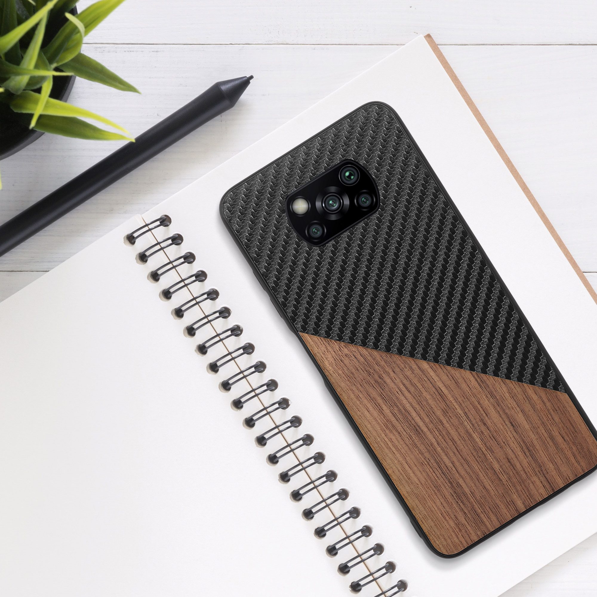 kwmobile Handyhülle Hülle für Xiaomi Poco X3 NFC / Poco X3 Pro, Holz Handy Schutzcase - Handy Case Schutzhülle - Smartphone Cover