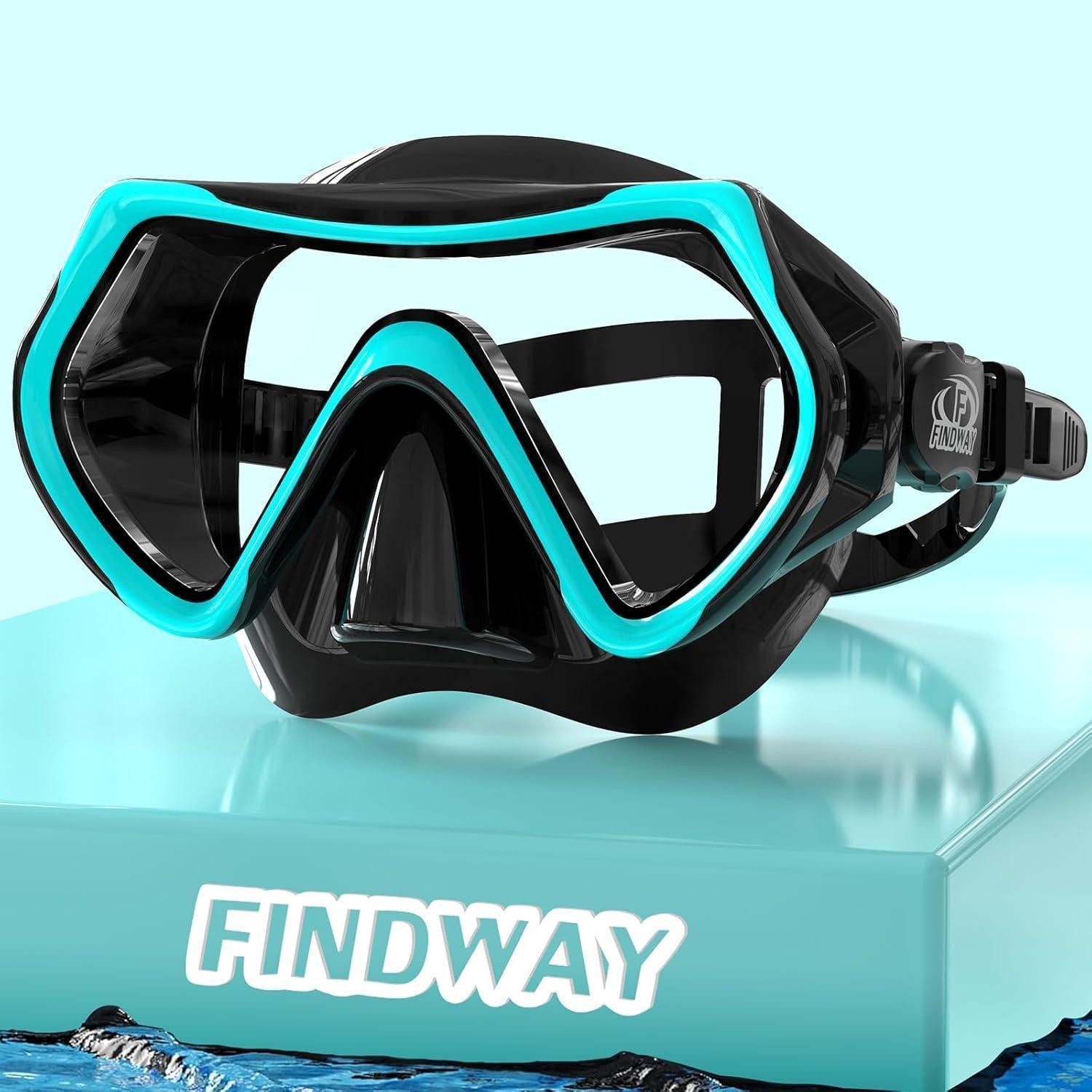 Tauchermaske Taucherbrille mit HD Glas für Erwachsene, verstellbares Silikonband