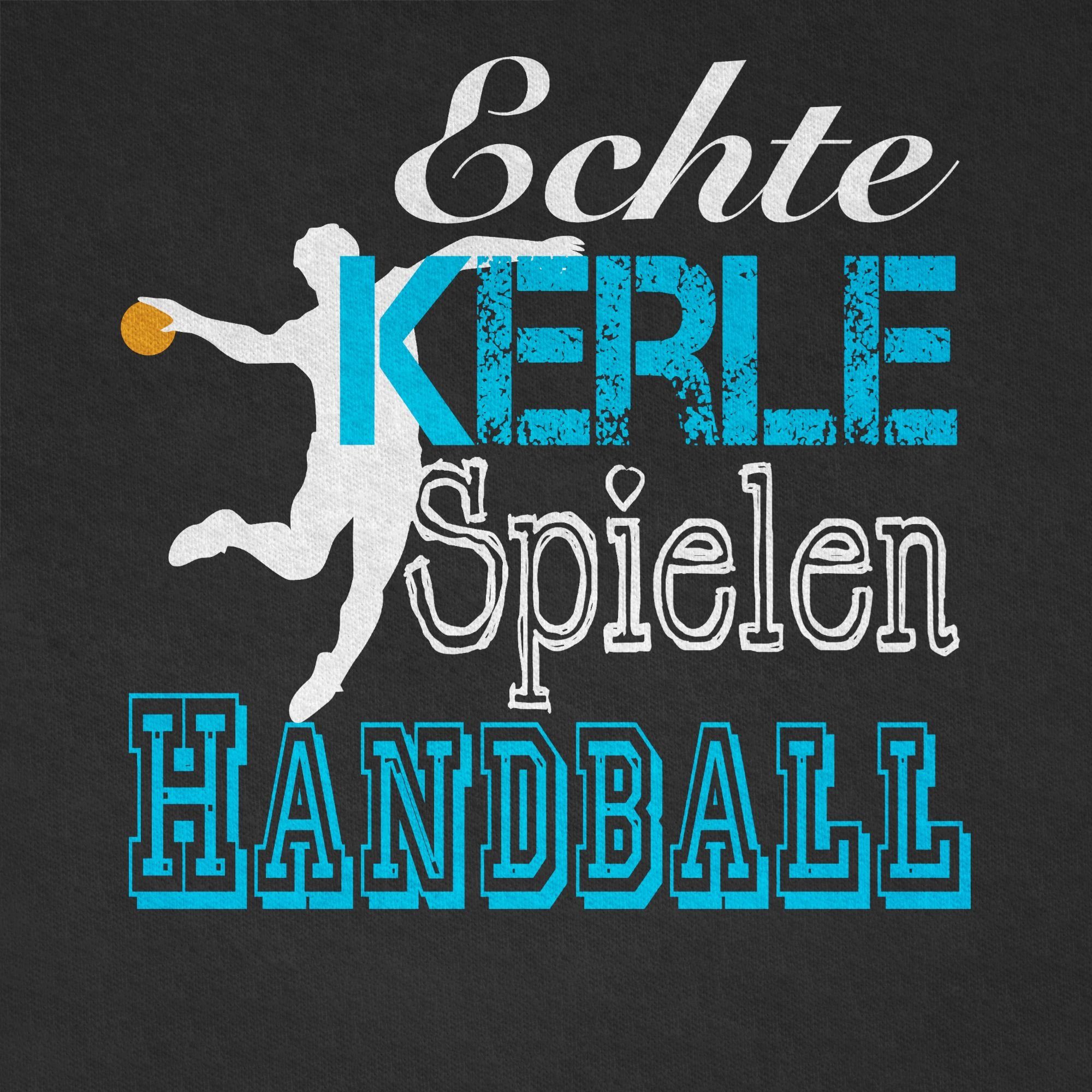 Shirtracer T-Shirt weiß Sport Schwarz Handball 2 Spielen Echte Kerle Kleidung Kinder