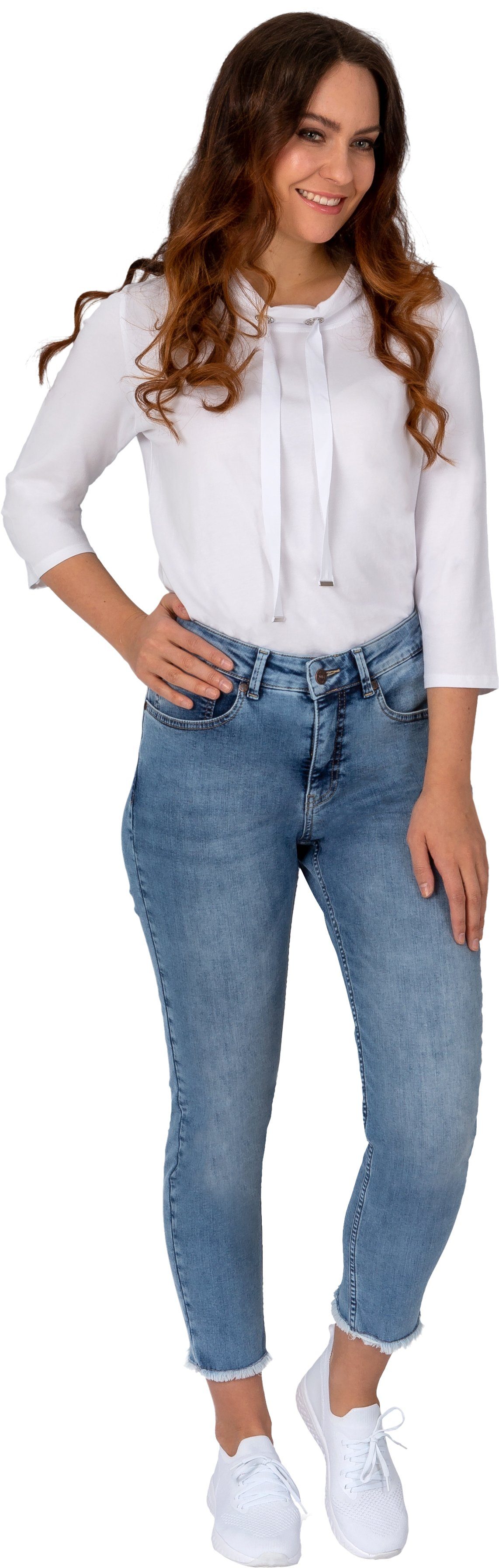 Gio Milano 7/8-Jeans Gio-Liese-1000 verkürzte Skinny mit Fransen am Saum