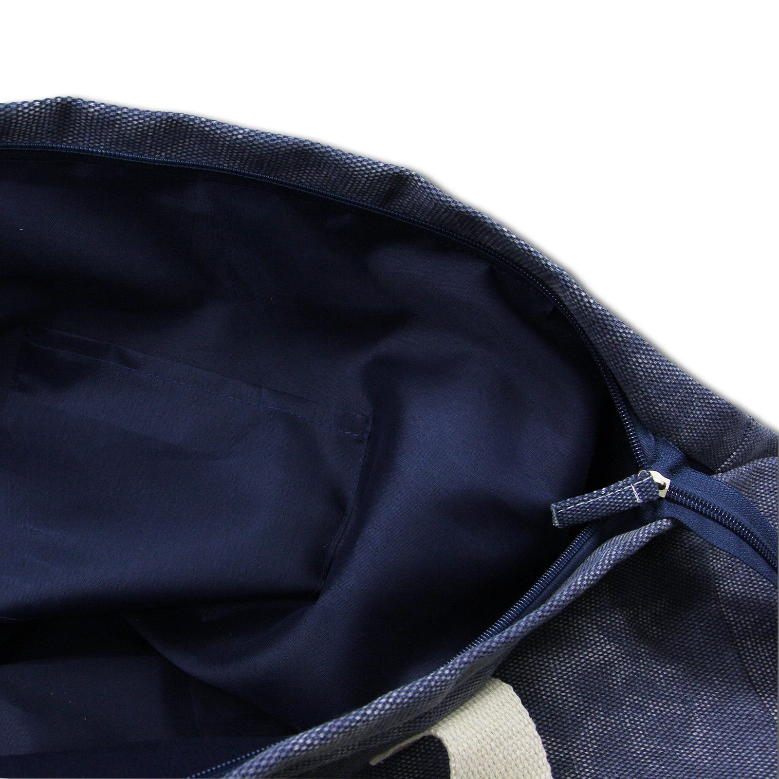 Robin Ruth Schultertasche Robin Ruth Schultertasche Baumwolle (Schultertasche), Damen Baumwolle-Polyester Schultertasche, jeansblau, beige ca. 47,5cm