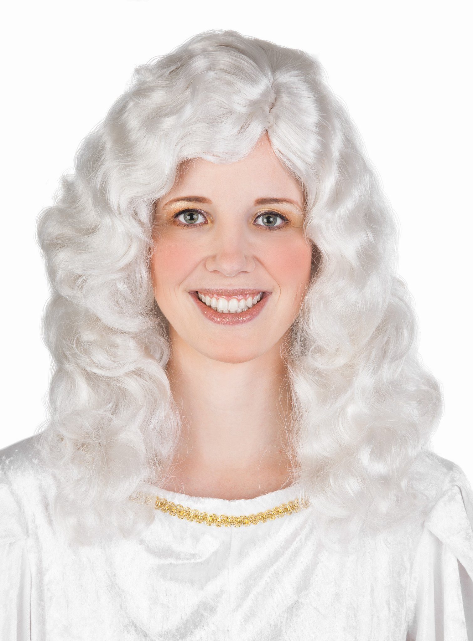 Kostüm-Perücke Weiße Engel Langhaarperücke mit Locken Weihnachten
