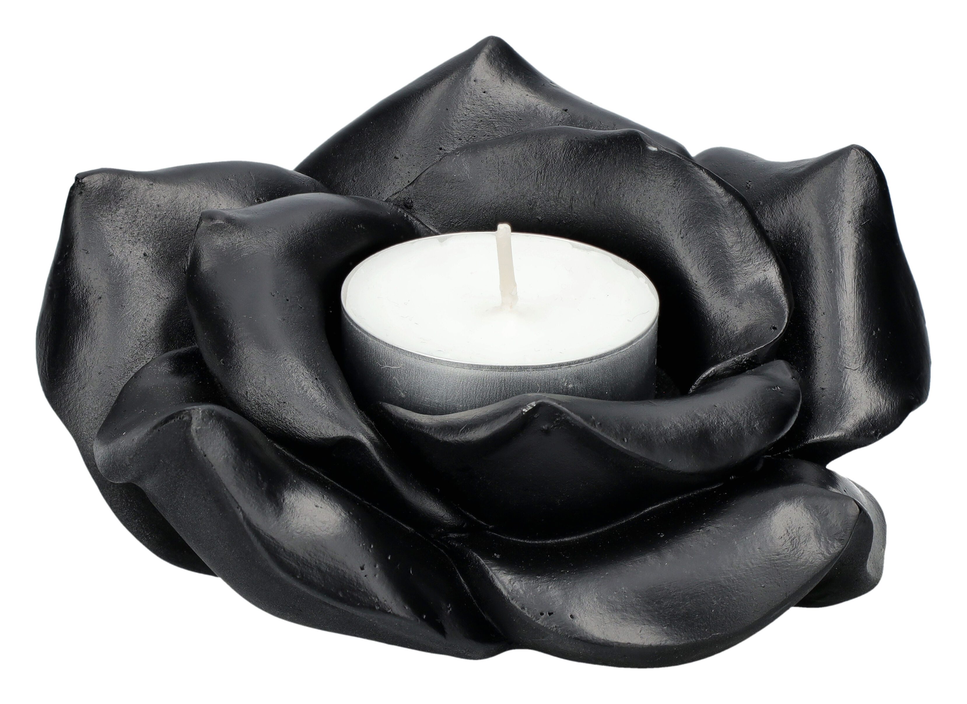 Teelichthalter Teelichthalter - Schwarze Rose - Dekoration Blume Teelicht Halter Deko