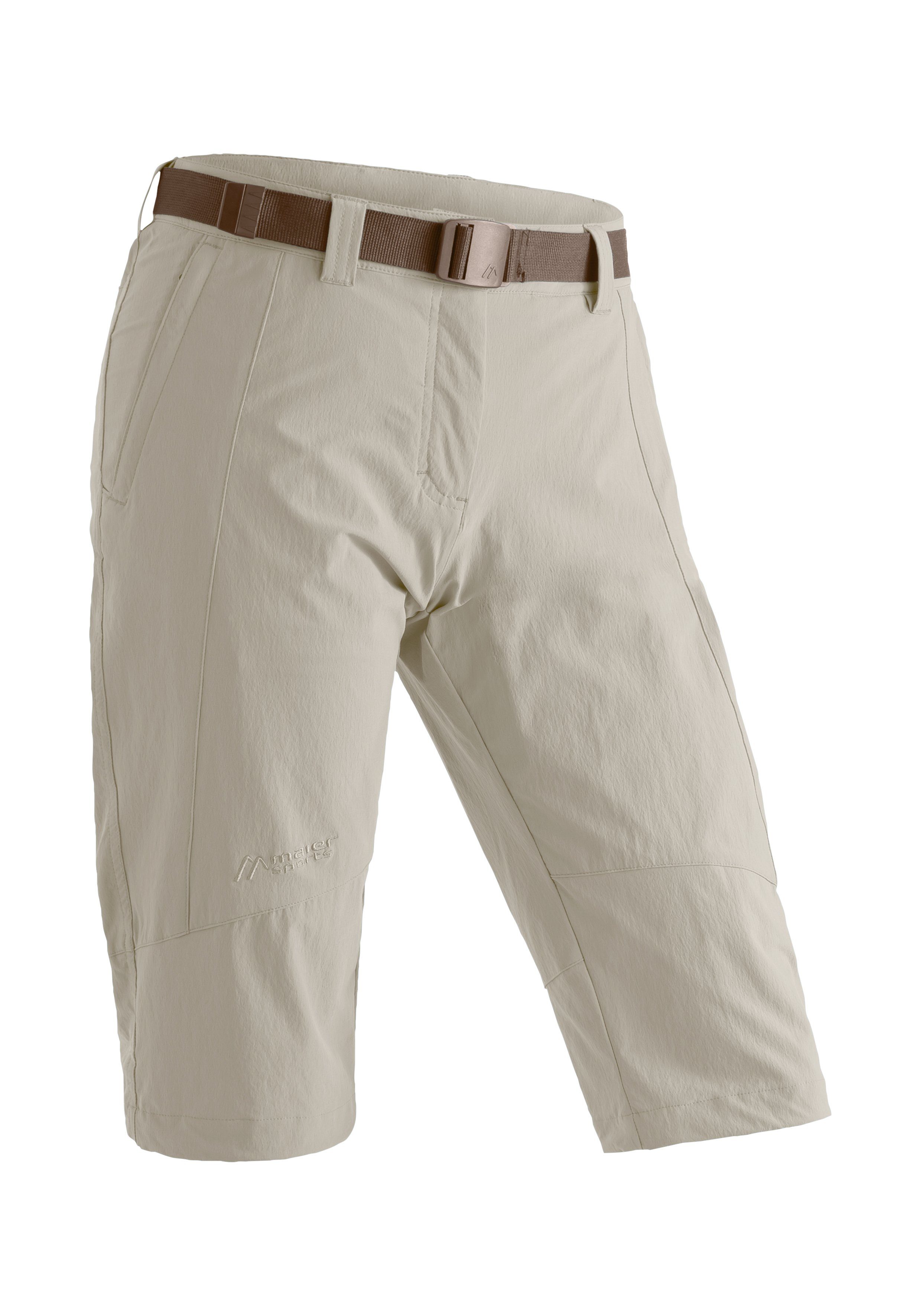 kurze beige atmungsaktive Damen Caprihose Kluane Sports Outdoor-Hose Maier Wanderhose,