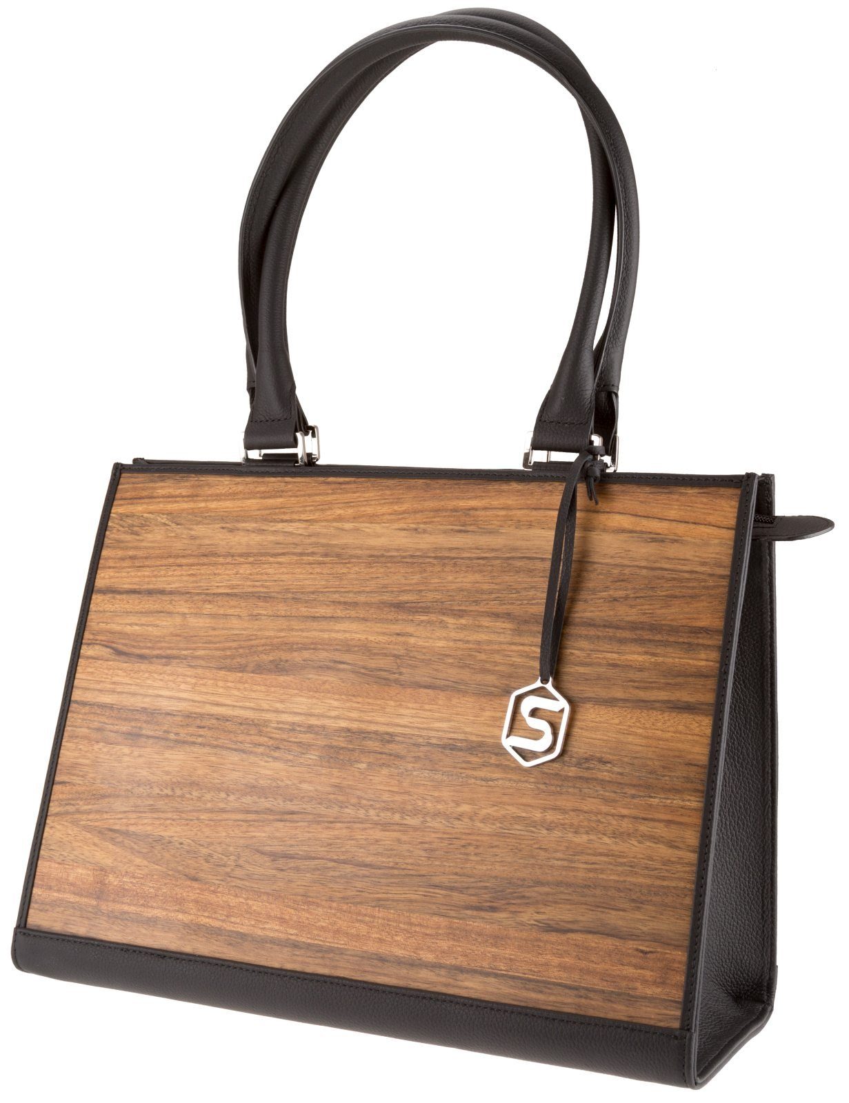 Sebastian Sturm Handtasche Handtasche Amazaq Schwarz Henkeltasche Leder Holz Sebastian Sturm Ruby