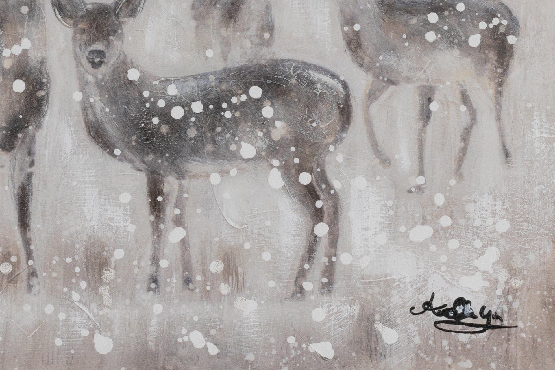 KUNSTLOFT Gemälde Snowy Forest 60x60 cm, günstig online kaufen