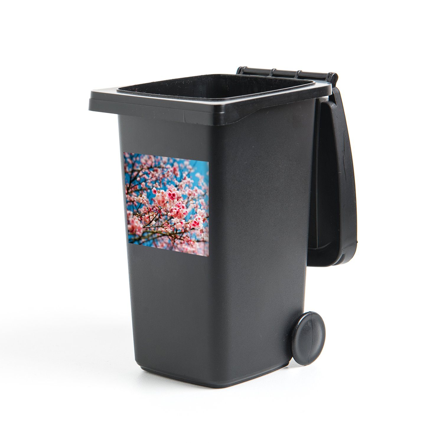 MuchoWow Wandsticker Frühling - Sakura - Rosa (1 St), Mülleimer-aufkleber, Mülltonne, Sticker, Container, Abfalbehälter
