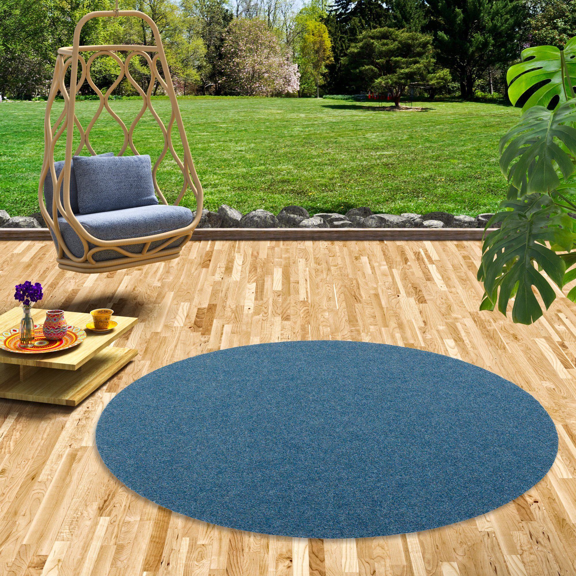 Snapstyle Rasenteppich Kunstrasen Rasenteppich mit Noppen Kingston Rund, Rund, Höhe: 7 mm