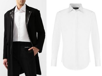 Dsquared2 Langarmhemd DSQUARED2 MENS WHITE FITTED SUIT SHIRT S74DM0371 Cotton Hemd Anzug Ico