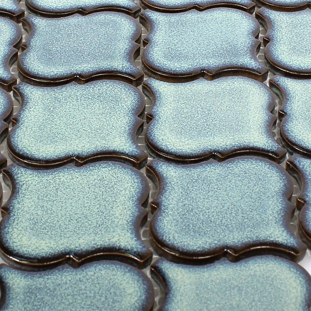 Mosafil Mosaikfliesen Keramik Mosaikfliesen Trier Florentiner, Keramik 24.500x29.300, blau, Verlegefertig auf ein Netz geklebt - Frostsicher - Wasserfest