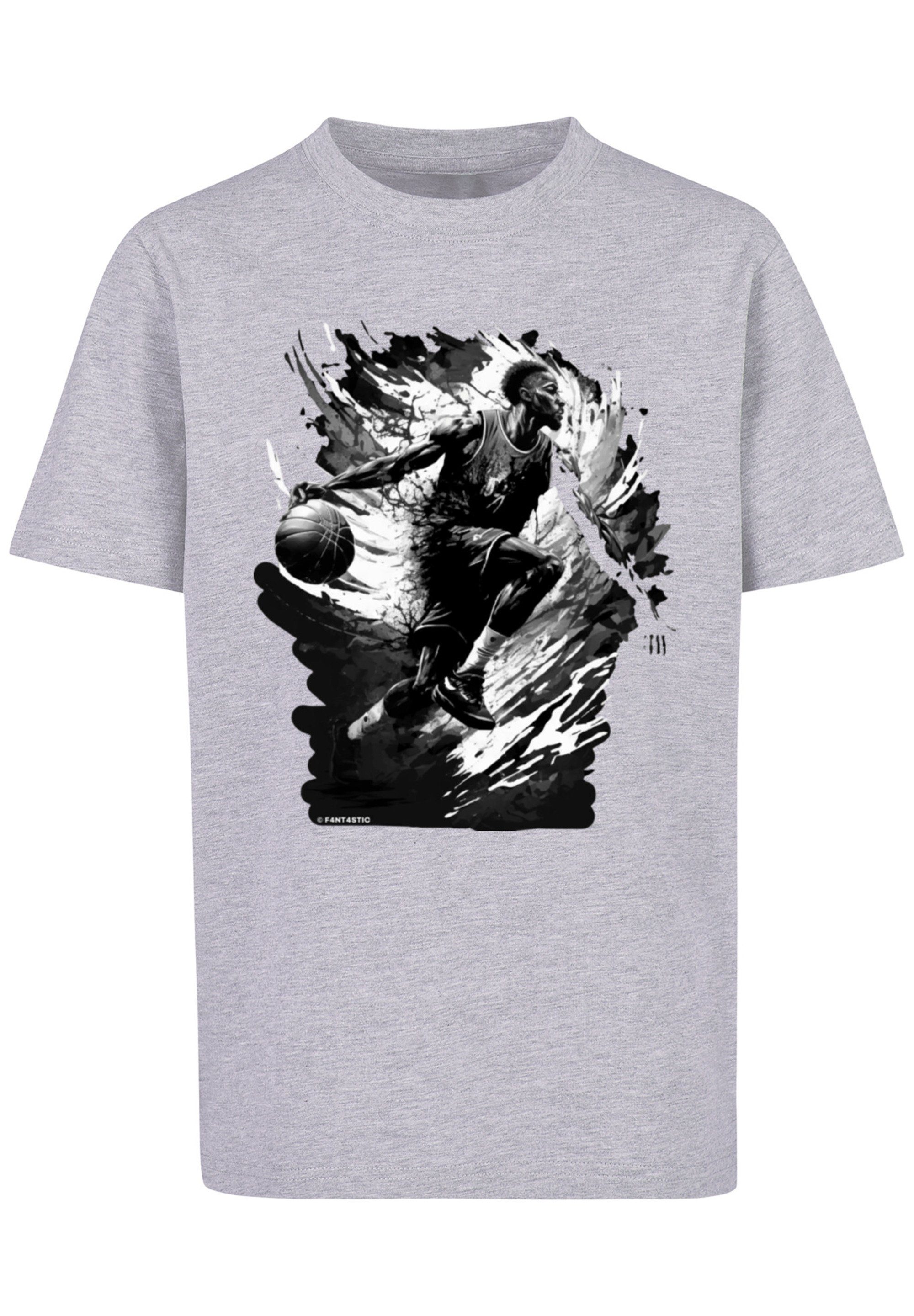 F4NT4STIC T-Shirt Basketball Splash Sport heather grey UNISEX Print