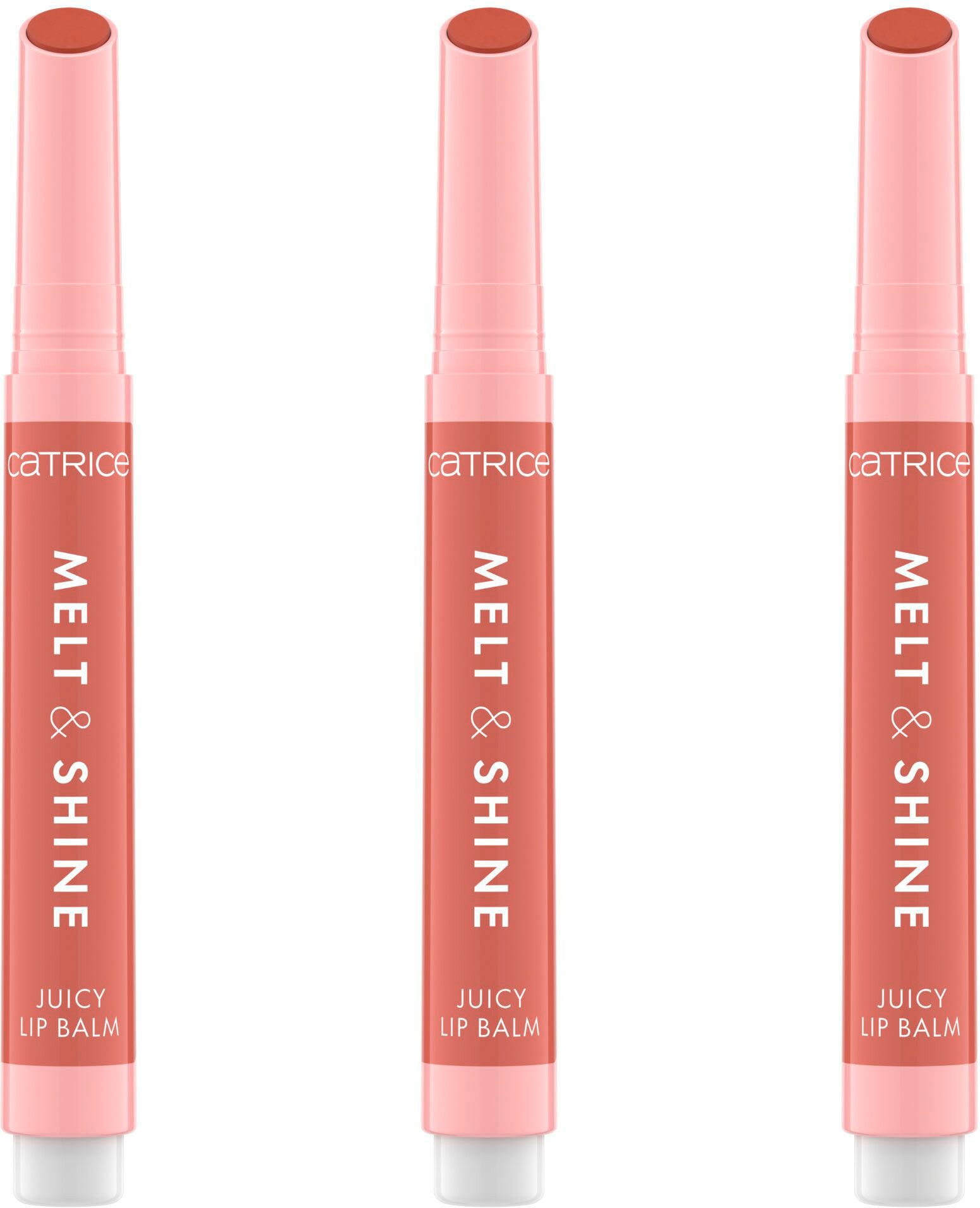 Catrice Lippenbalsam MELT & SHINE JUICY LIP BALM, 3-tlg., zartschmelzender Lippenbalsam für voller aussehende Lippen