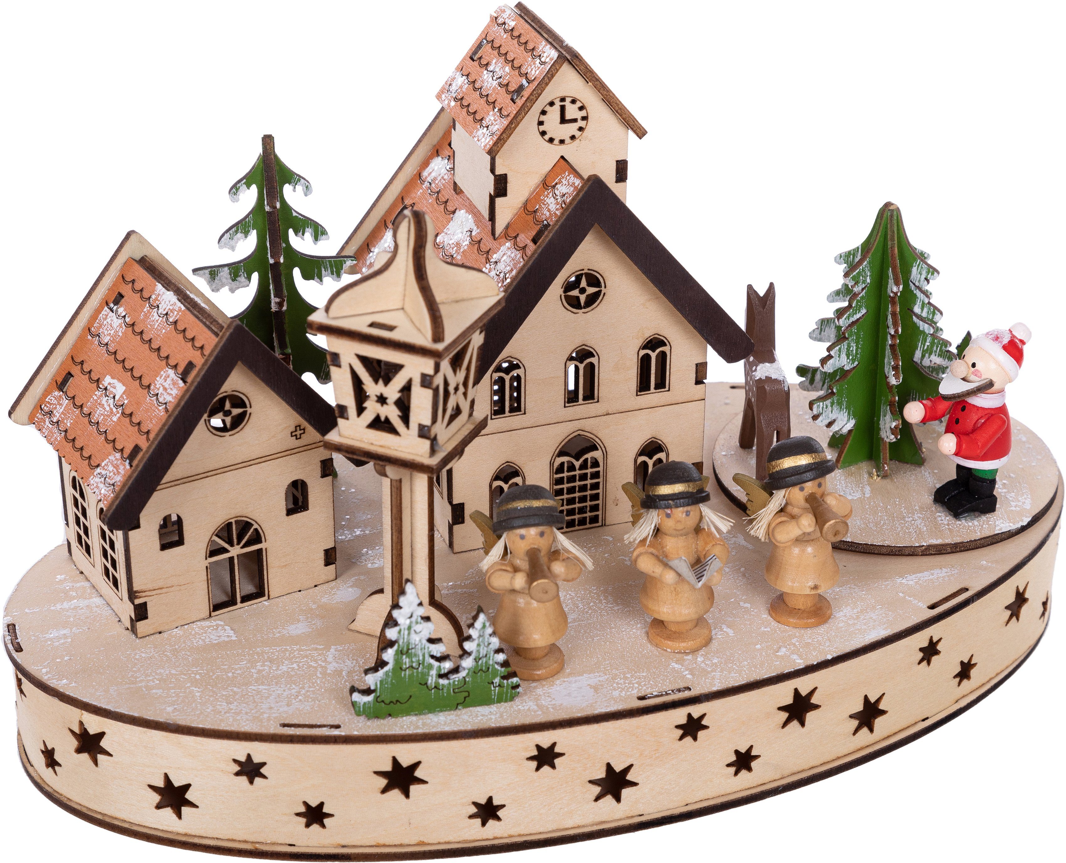 Accessoires Winterlandschaft, mit Weihnachtsdorf Möbel ca. Spieluhr aus 15 cm & Myflair Höhe Musik, Holz, Weihnachtsdeko,