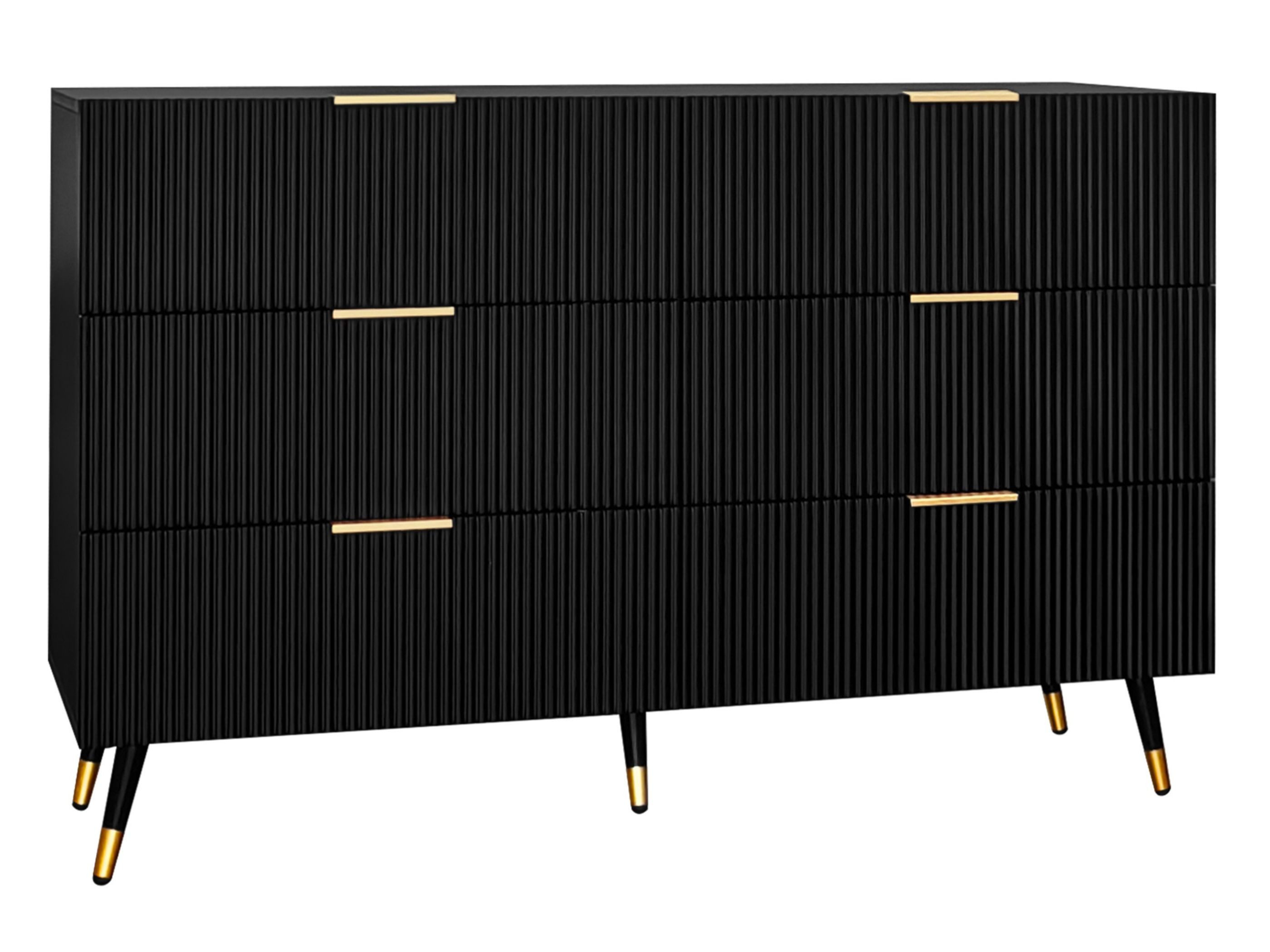 SeedWave Kommode mit 6 Großen Schubladen, Vertikales Wellenmuster mit Goldenen Akzenten, einfache Reinigung, Anti-Kipp-Design, Modernes Luxusdesign