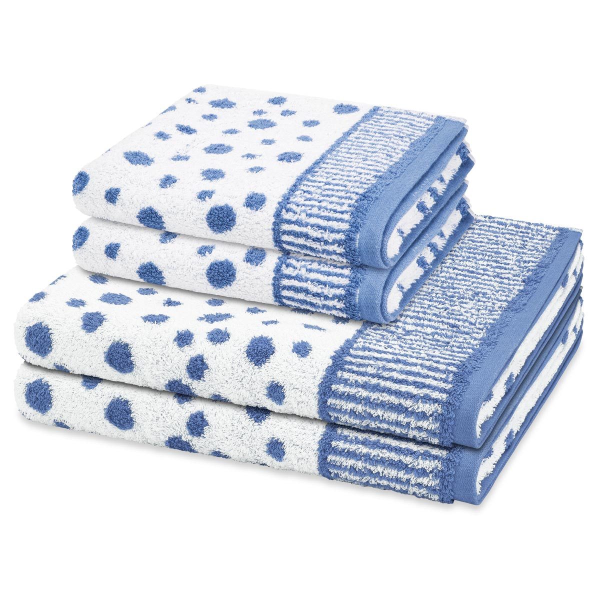 ROSS Handtuch Set Punkte allover, Baumwolle (Spar-Set, 4-St), 2 X Handtuch 2 X Duschtuch im Set - Baumwolle - Saugstark