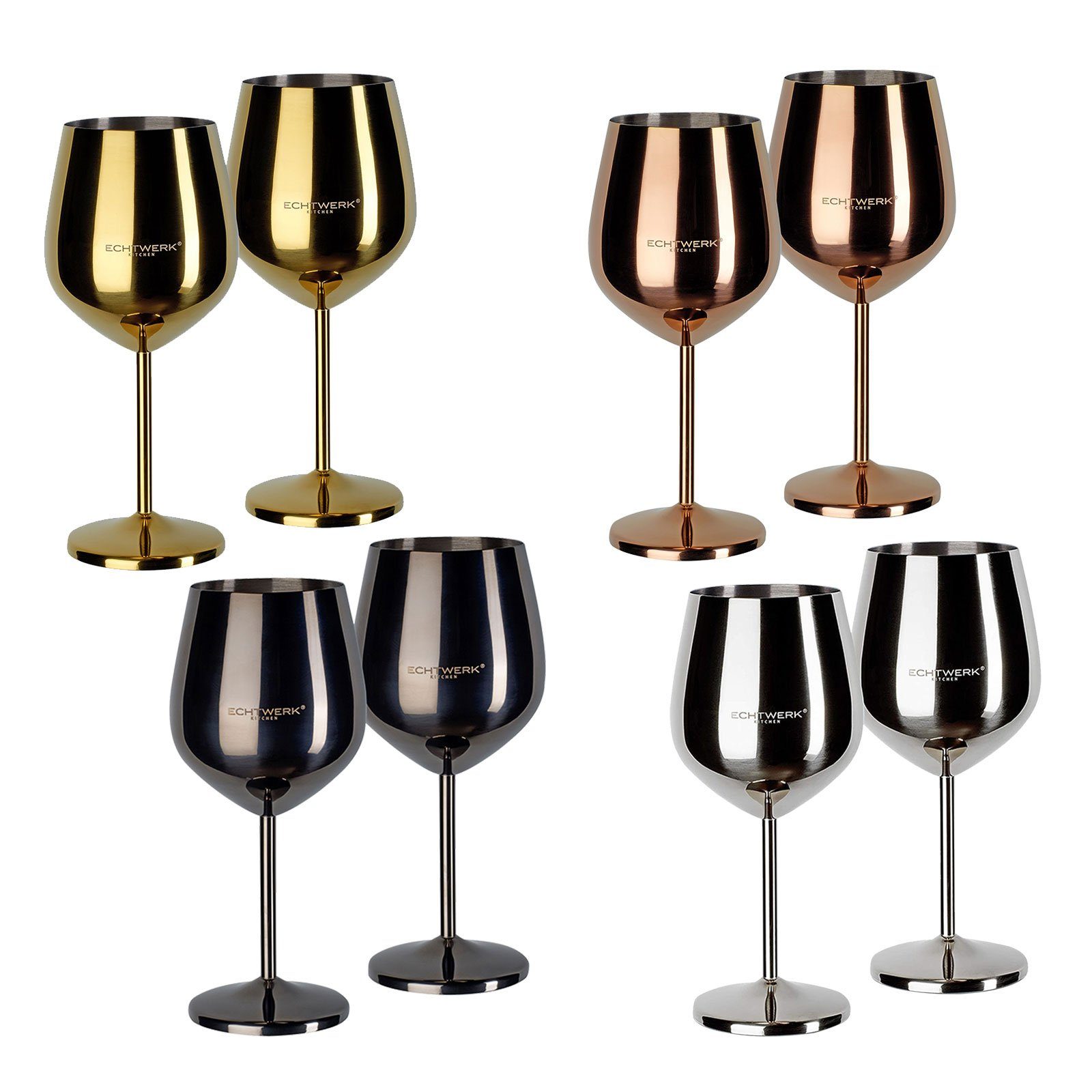 ECHTWERK Tasse Weingläser aus Edelstahl 2tlg., 2-tlg., Edelstahl, bruchsichere Weinkelche, Weingläser Set, Bordeaux-Glas, Burgunder-Glas – Bild 5 von 5