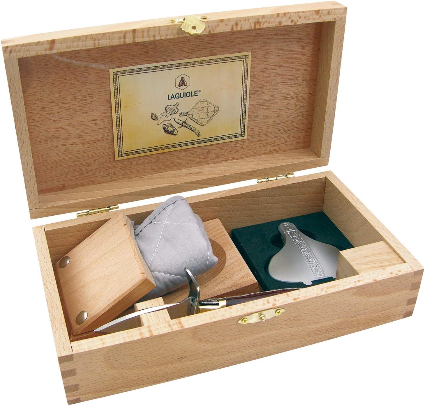 LAGUIOLE Austernmesser 1x LAGUIOLE - Komplettes Set Austernset, mit Austernmesser, Zitronenpresse, Austernblock, Manic
