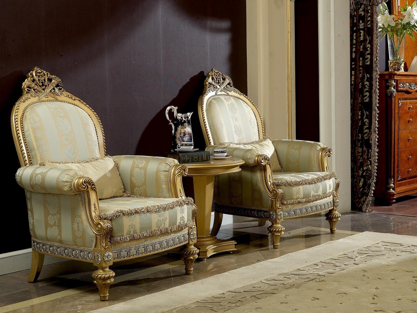 JVmoebel Sessel, Königlicher Sessel Schnitzereien Barock Rokoko Antik Stil Sofa Couch