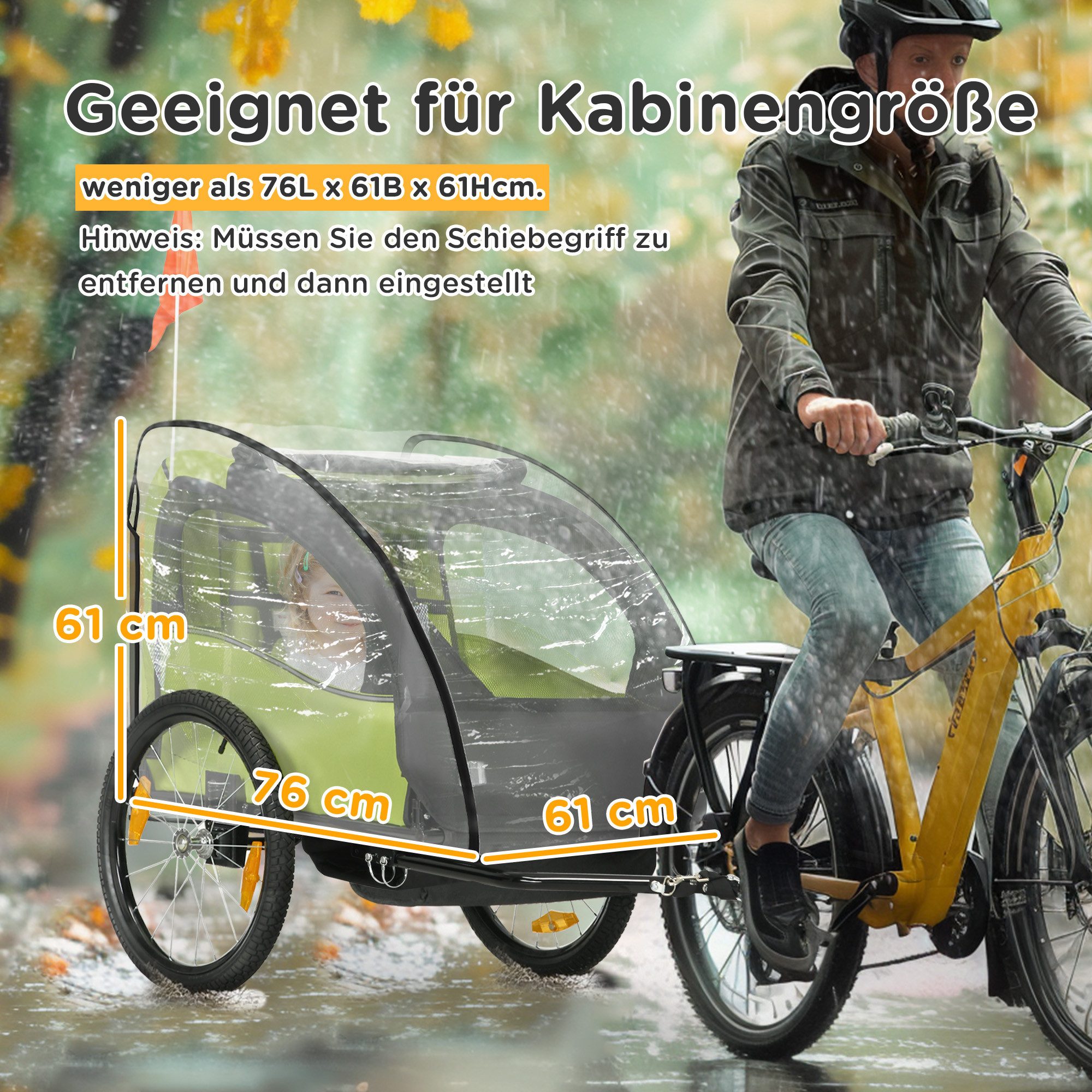 HOMCOM Kinderwagen-Regenschutzhülle Faltgarage Fahrradanhänger, Wasserdicht Abdeckung UV-Schutz (Regenverdeck, 1-St., Regenschutz für Kinderanhänger), für Outdoor Transparent