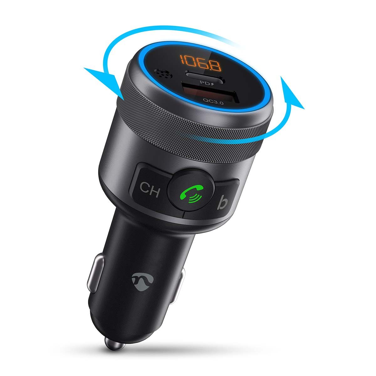 Nedis CATR3024BK KFZ-Transmitter Kfz Audio FM Transmitter zu Kfz Audio FM Transmitter, Bluetooth-Streaming, Freisprechfunktion, Sprachsteuerung, Bass – Bild 2 von 5