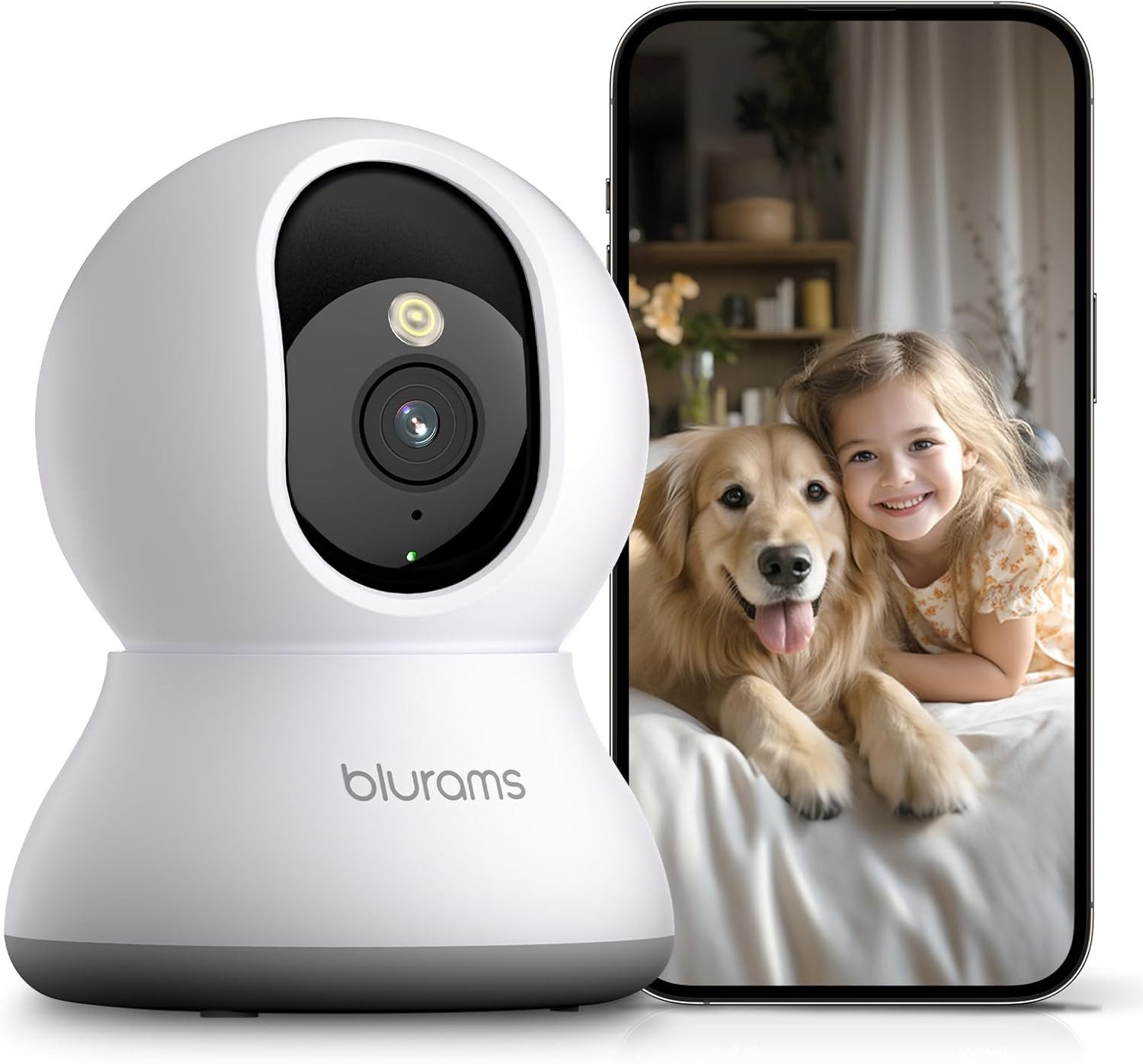 Blurams Überwachungskamera 2K Überwachungskamera Innen, 360°-WLAN-Kamera Bewegungssensor (2-Wege-Audio, Farbnachtsicht, Cloud & Lokal Speichern)