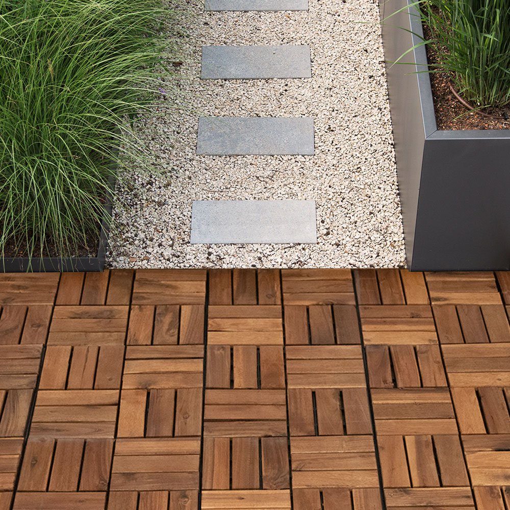 Holzfliesen, Holzfliese Akazie 30 x 30 Terrassenfliesen Holz