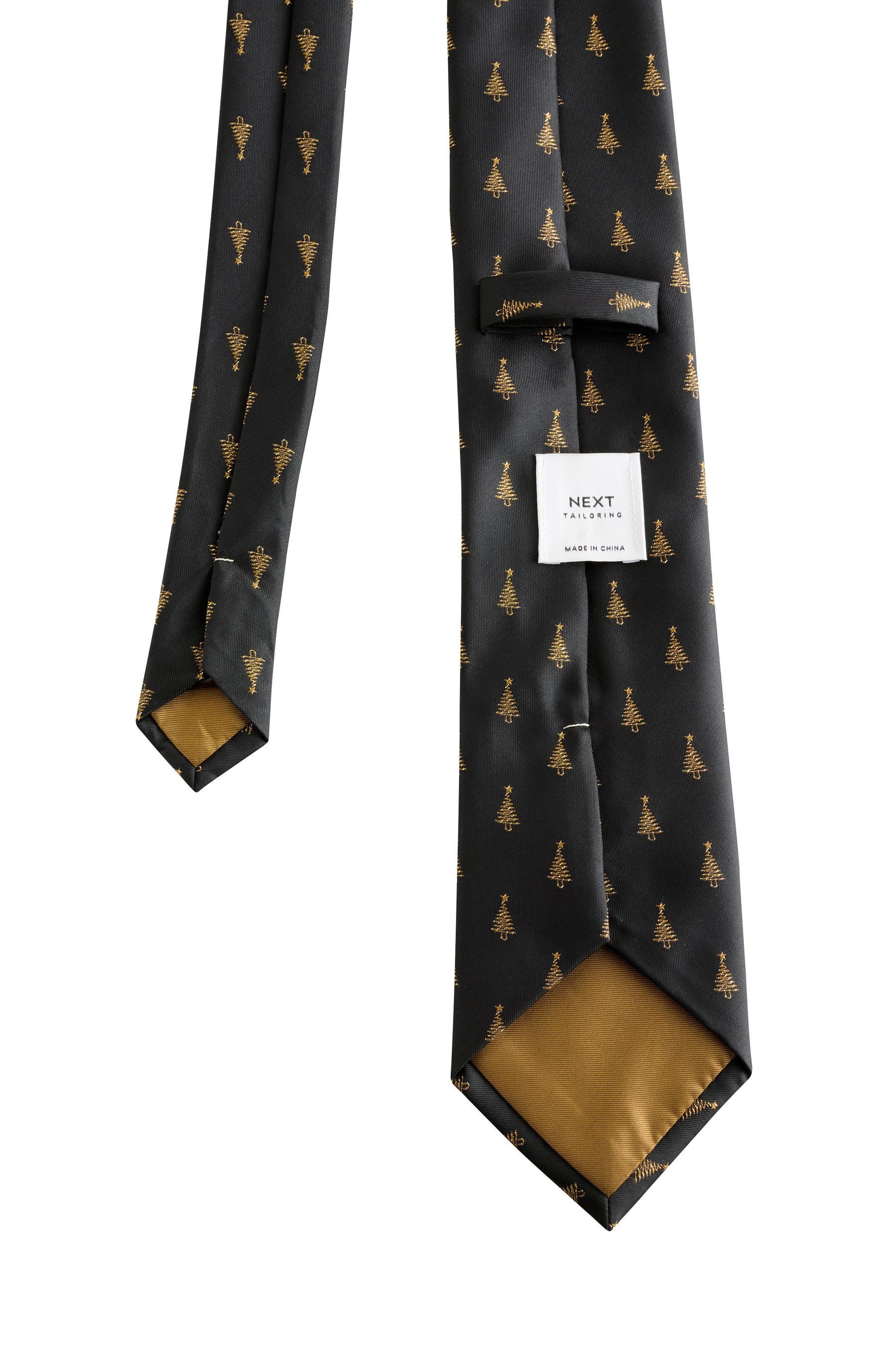 Next Krawatte Krawatte und Einstecktuch im Set, Weihnachtsbaum (3-St) günstig online kaufen