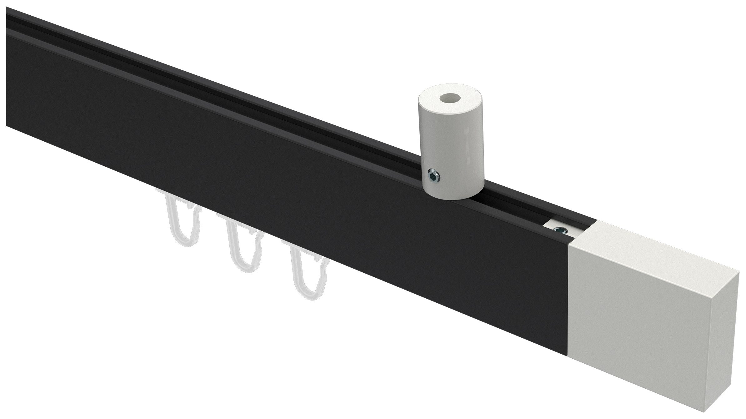 INTERDECO Innenlaufschiene Sonius Lox, 1-läufig, Fixmaß, kürzbar, Deckenmontage, Aluminium, Schwarz / Weiß / Bicolor, 14x35