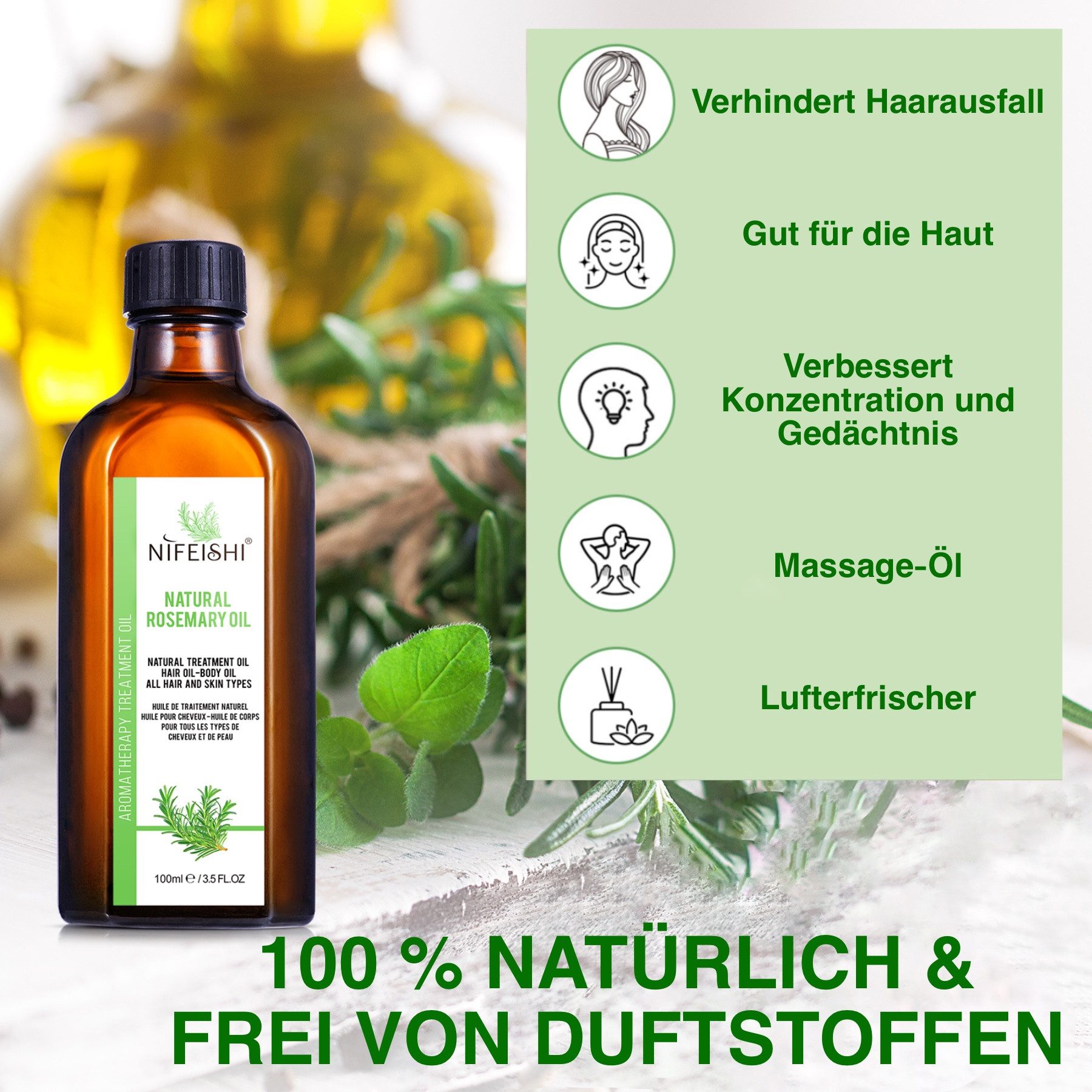 P-Beauty Cosmetic Accessories Haaröl Rosmarinöl naturreines Ätherisches Öl Haarpflege Augenbrauen Wimpern, 1-tlg., Rosmarinöl