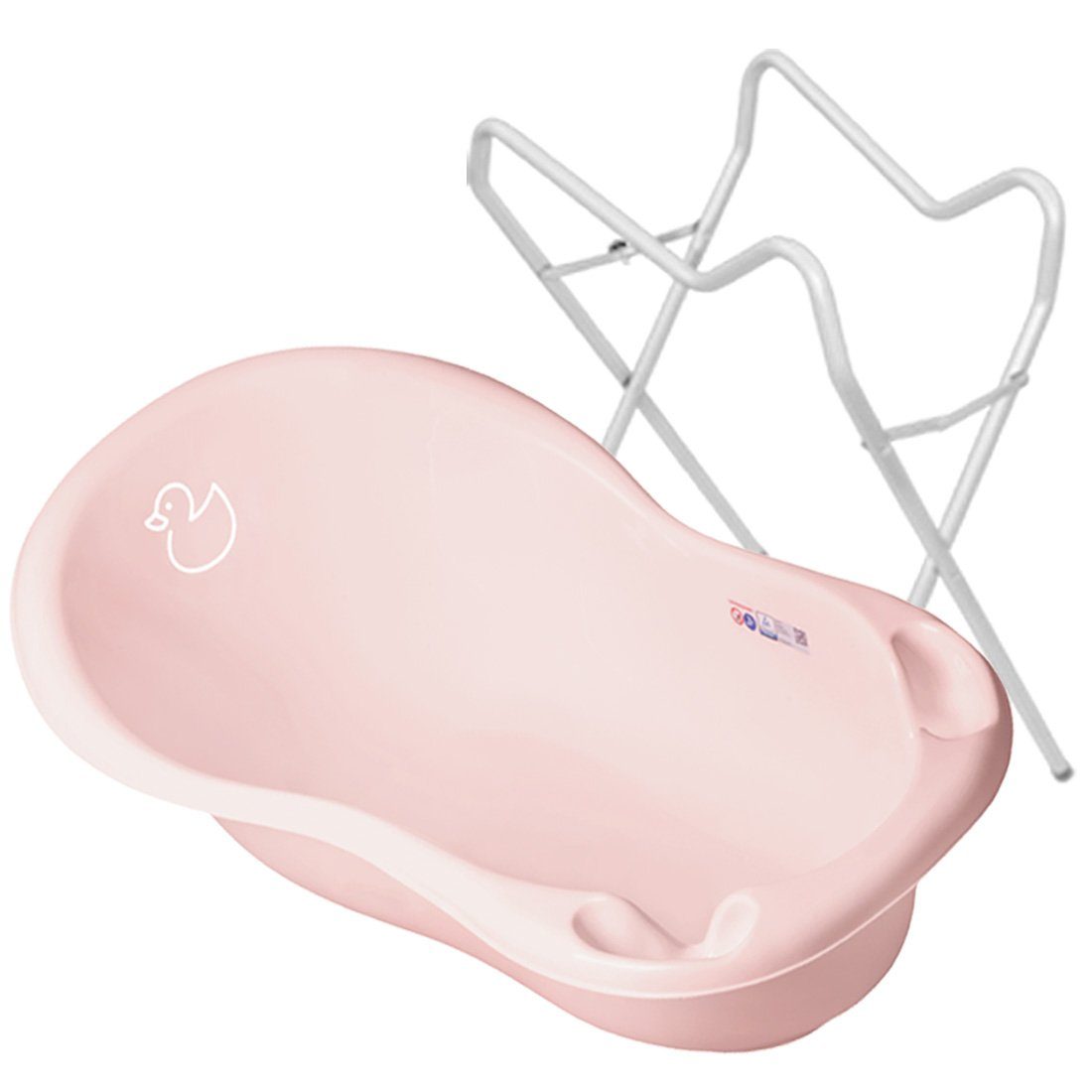 Tega-Baby Babybadewanne 1A Set - DUCK Rosa + Gestell Weiss - Babybadeset Wanne Pflege Baden, (Made in Europe Spar -Set), ** Babybadewanne + Gestell **