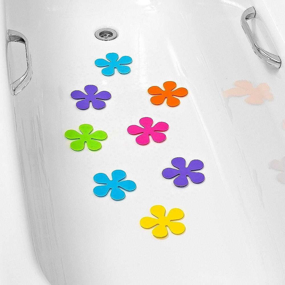 Sanixa Antirutsch-Aufkleber Antirutsch Aufkleber Saugmatte Duschmatte Badewannen-Matte, Antirutsch EInlage, Premium Anti-Rutsch Sticker Blumen bunt, Für Wanne & Dusche