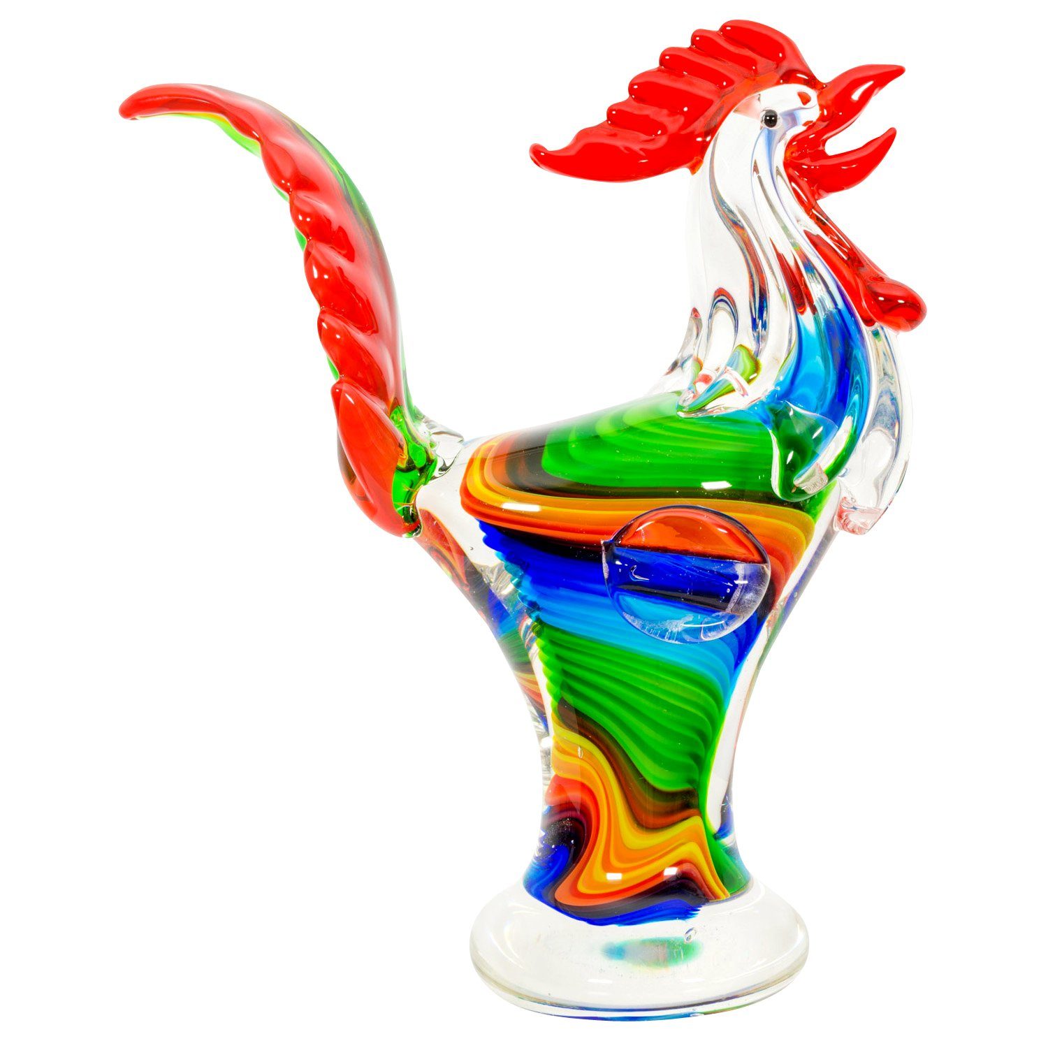 Dekoobjekt Glasfigur Figur Hahn Glas im Murano Antik Stil 29cm