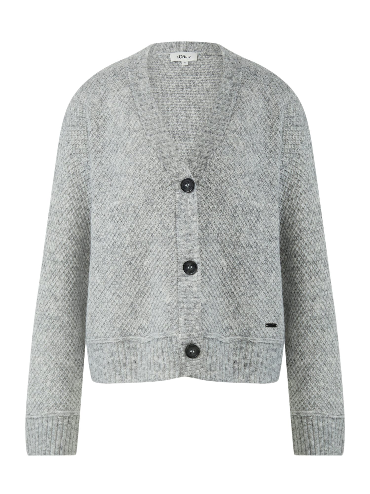 s.Oliver Strickjacke grau,Casual,Polyester,Unifarben,V-Ausschnitt,Lang,Regular Fit