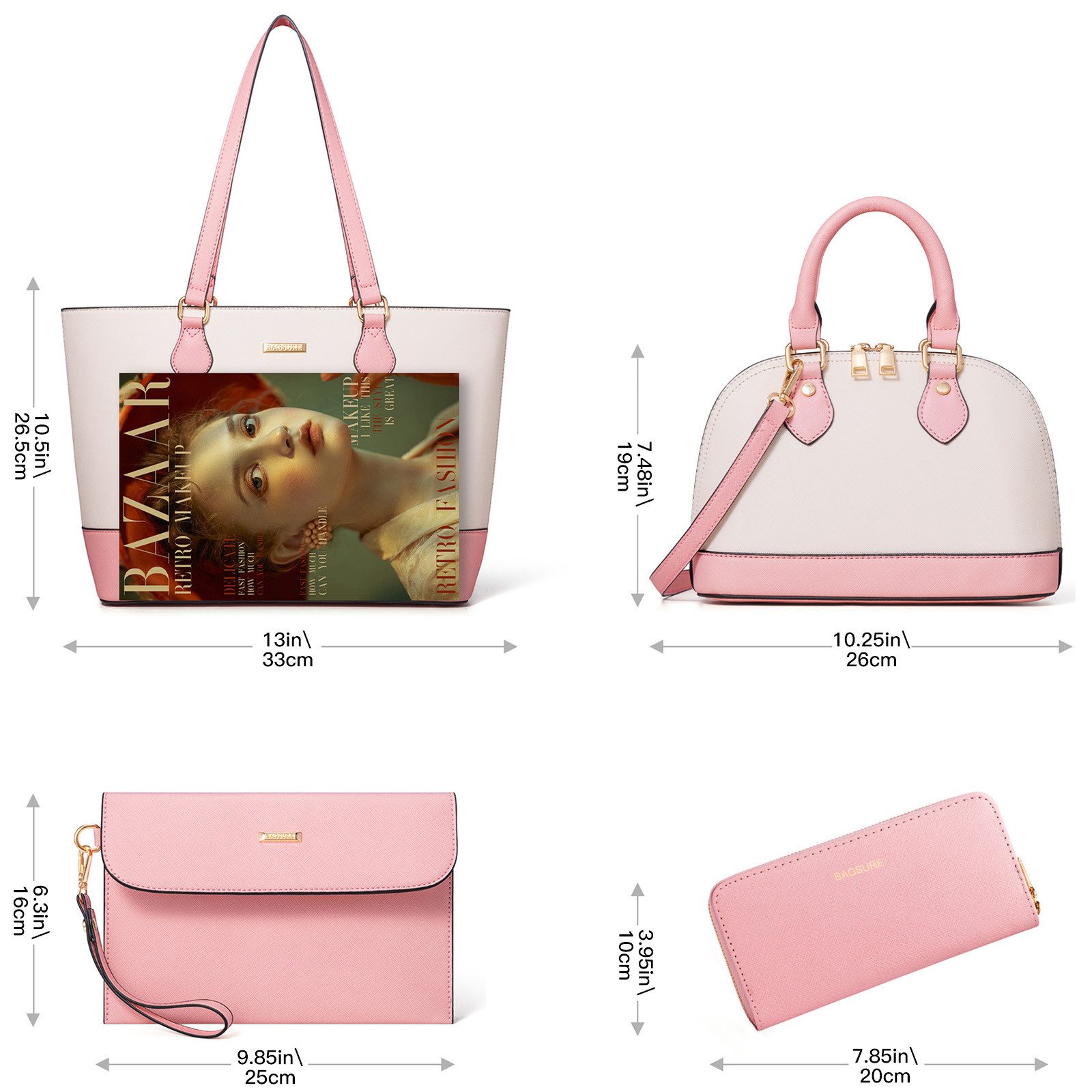 OKWISH Henkeltasche Umhängetasche Tragetasche Aktentasche Handtasche (Arbeitstasche Messenger-Tasche Top Griff mit Schultergurt, 4-tlg., Freizeittasche, Ledertasche, Unitasche, Bürotasche, Kunstleder), für Frauen Arbeit Business Schule Büro Reisen usw