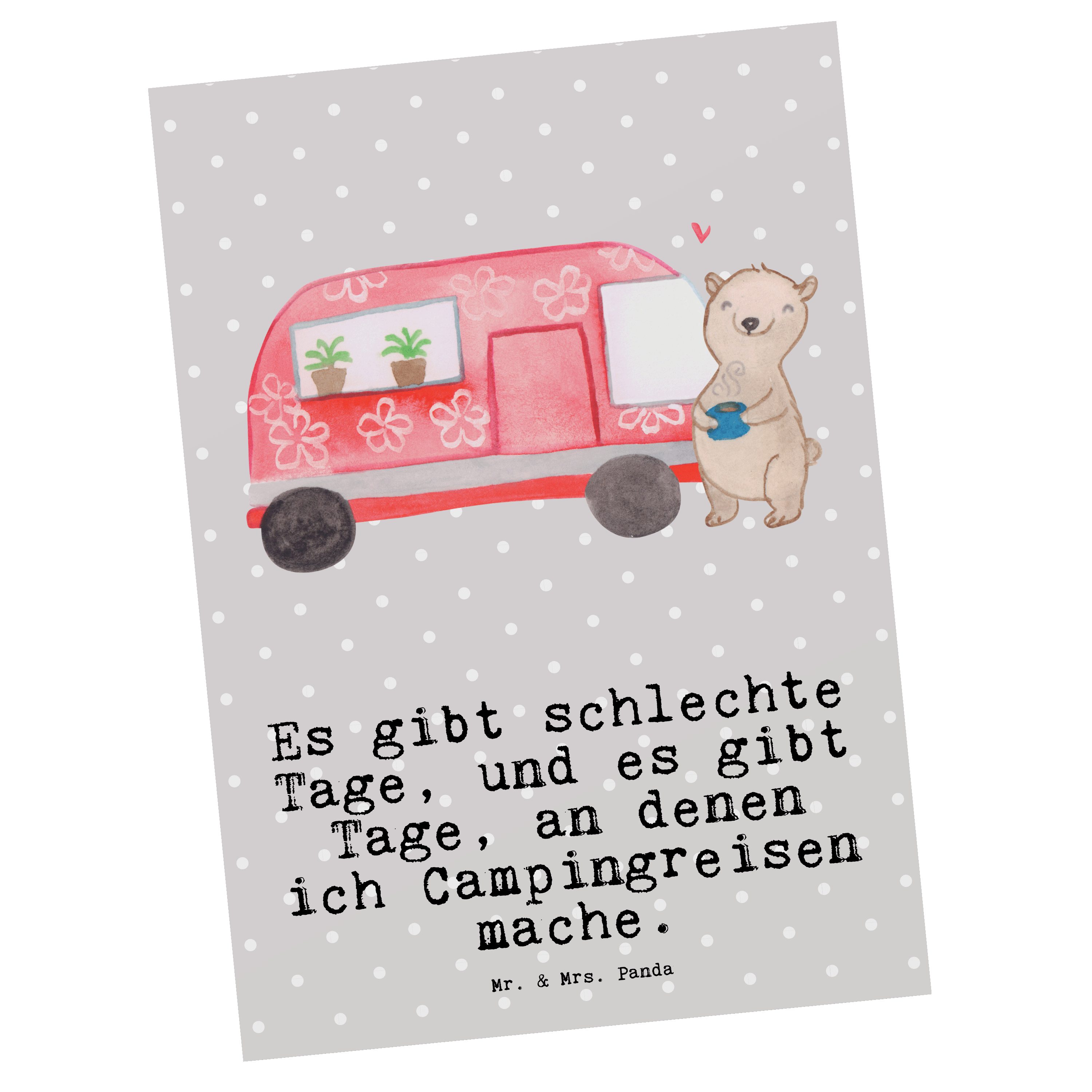 Mr. & Mrs. Panda Postkarte - Einl Bär Grau - Tage Urlaub, Camper Geschenk, Pastell Auszeichnung